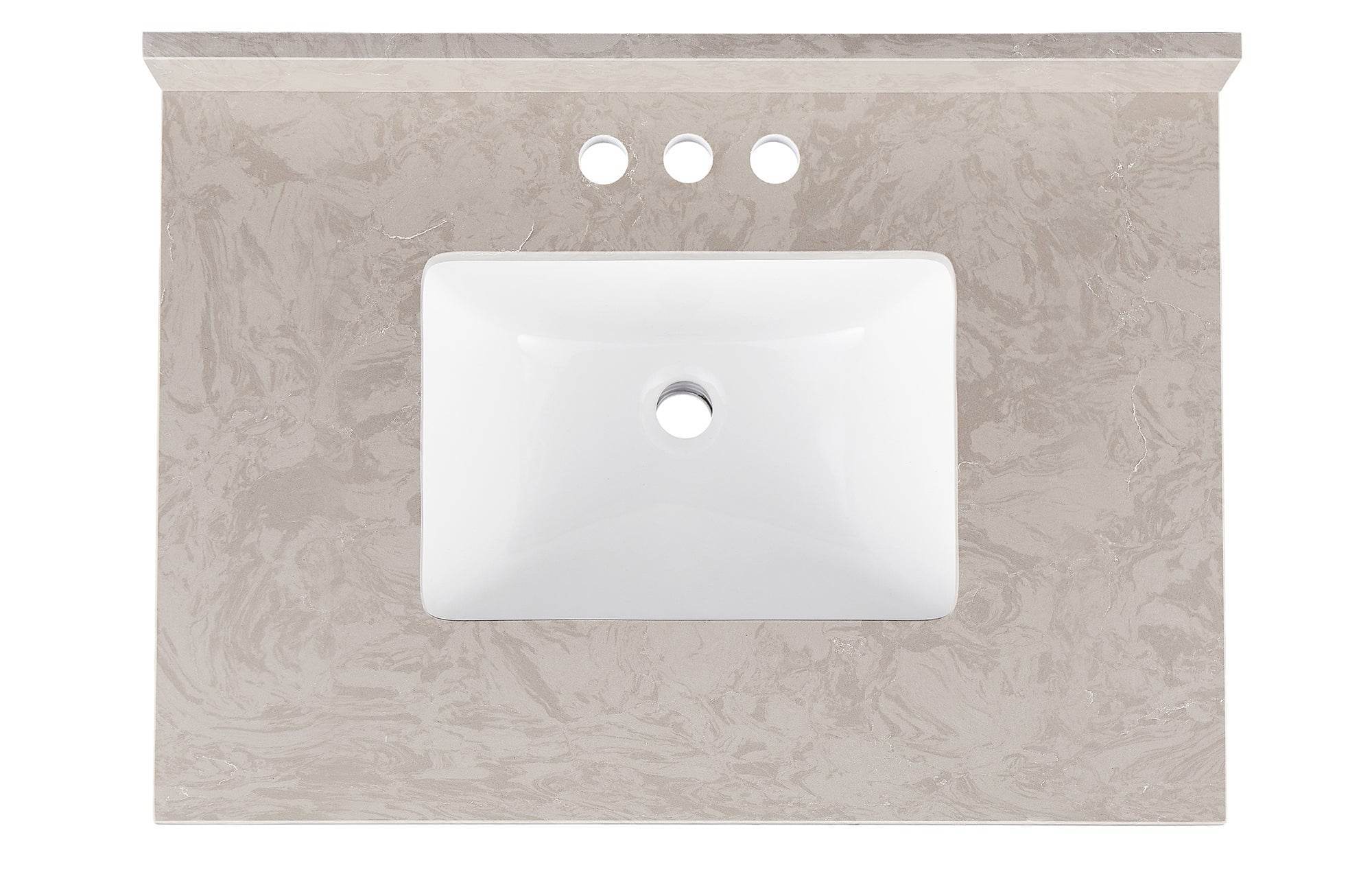 Amalfi 31"W x 22"D Engineered Marble Vanity Top with Rectangular Undermount Bowl