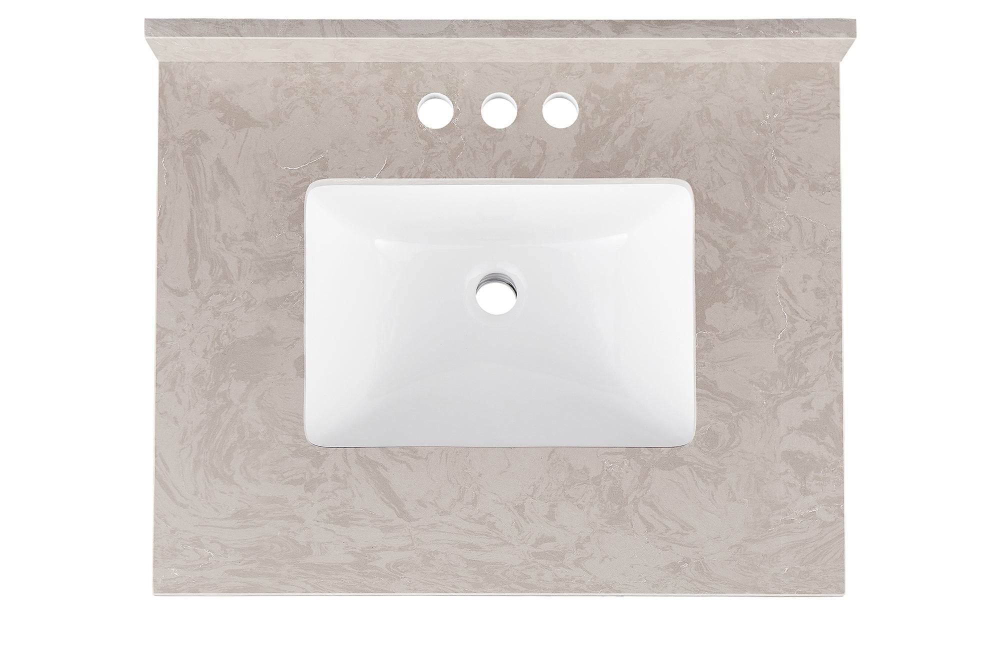 Amalfi 25"W x 22"D Engineered Marble Vanity Top with Rectangular Undermount Bowl
