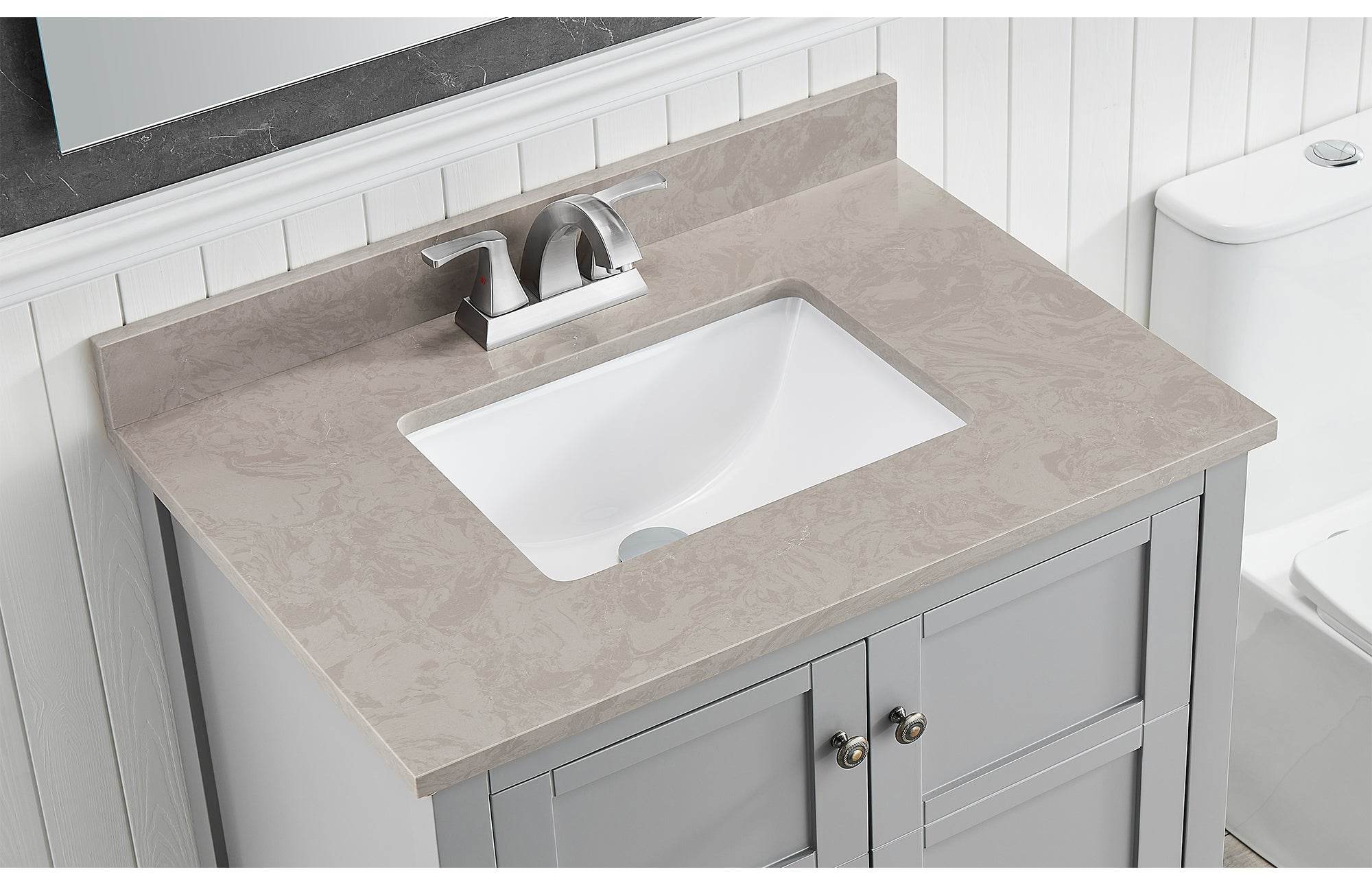 Amalfi 31"W x 22"D Engineered Marble Vanity Top with Rectangular Undermount Bowl