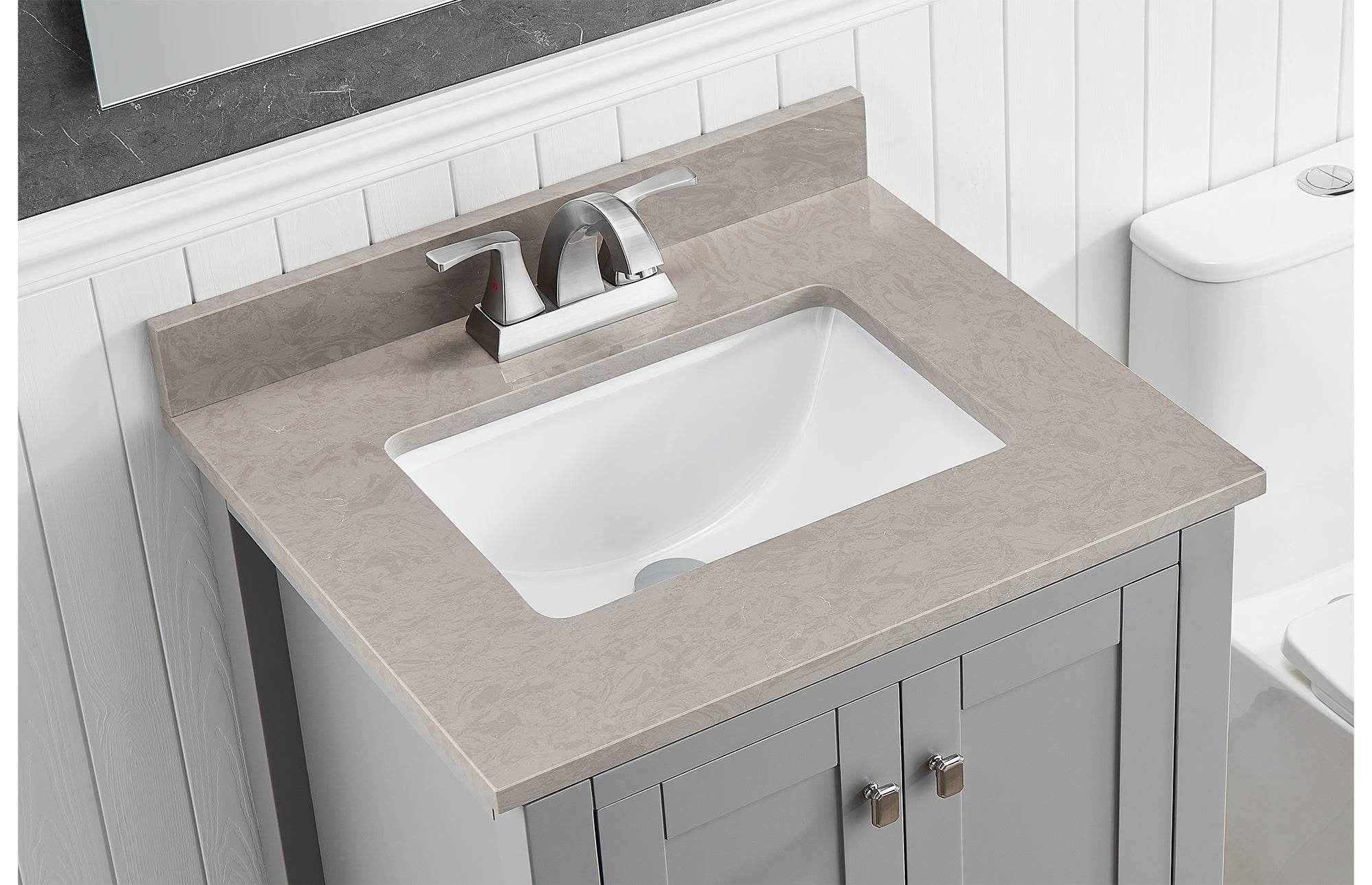 Amalfi 25"W x 22"D Engineered Marble Vanity Top with Rectangular Undermount Bowl