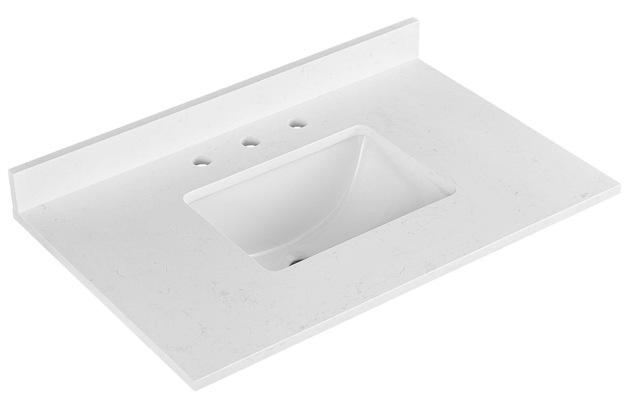 Amalfi 31"W x 22"D Engineered Marble Vanity Top with Rectangular Undermount Bowl