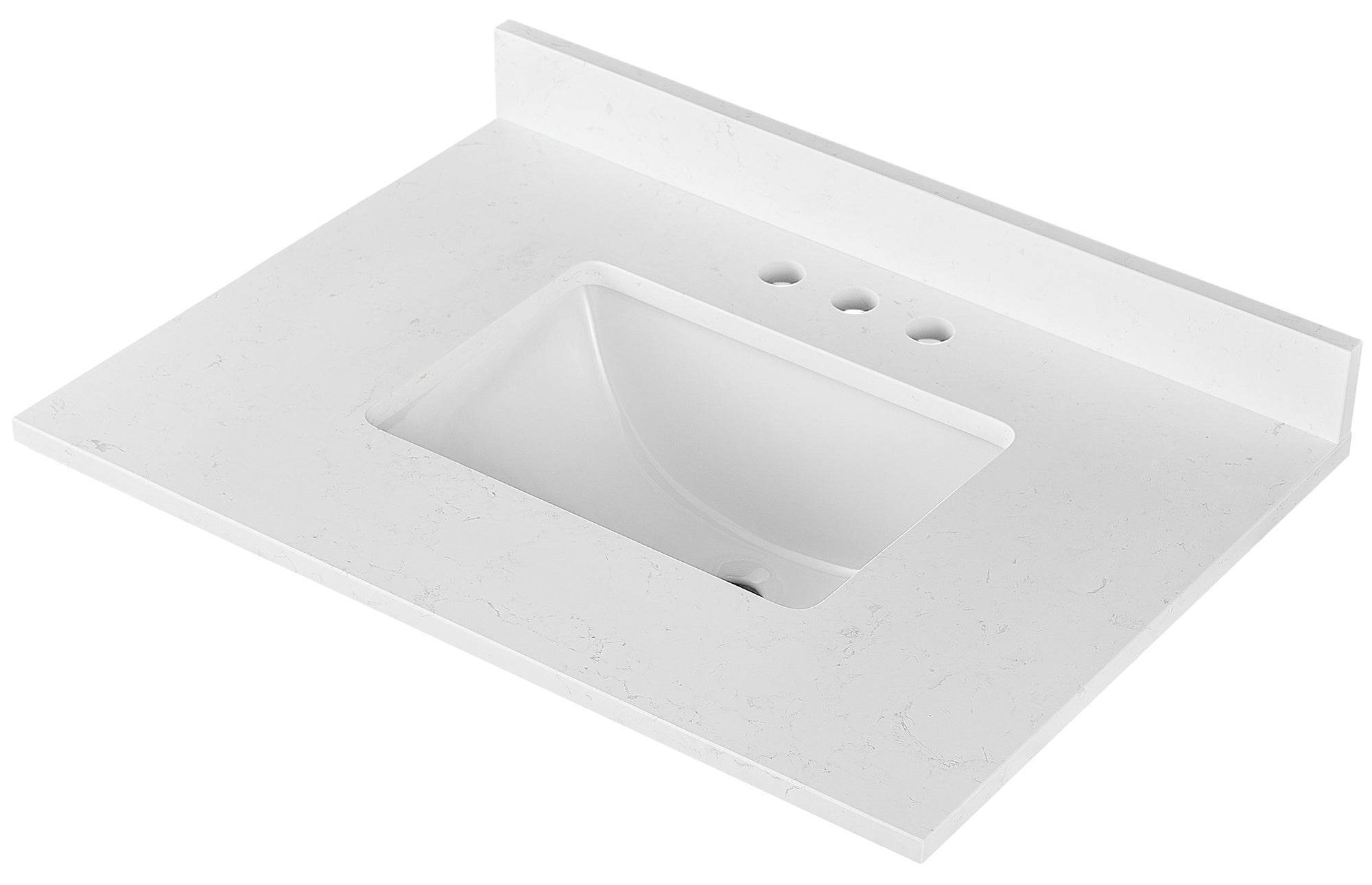 Amalfi 25"W x 22"D Engineered Marble Vanity Top with Rectangular Undermount Bowl