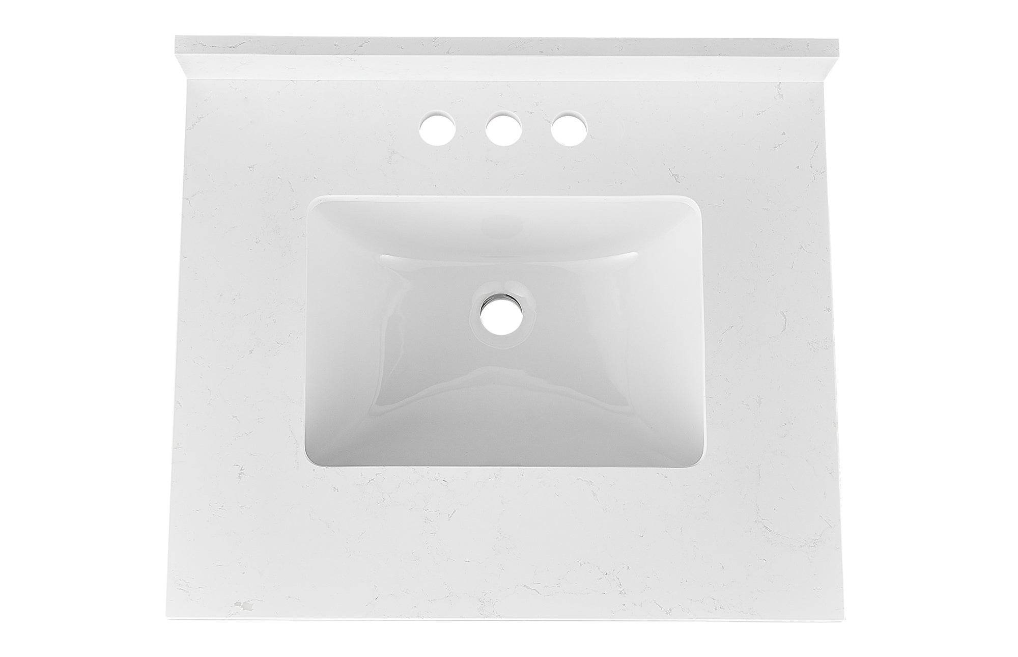 Amalfi 25"W x 22"D Engineered Marble Vanity Top with Rectangular Undermount Bowl
