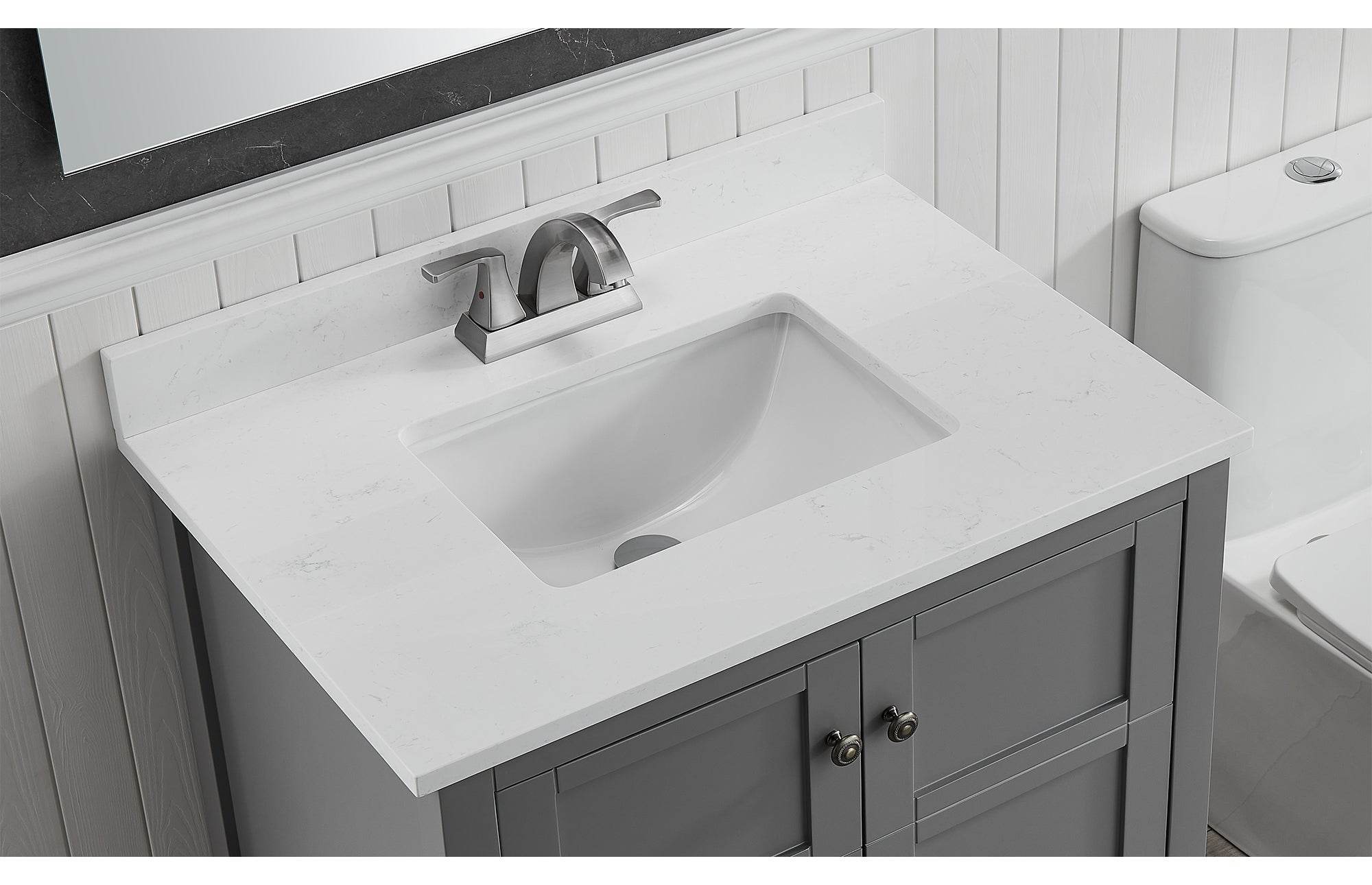 Amalfi 31"W x 22"D Engineered Marble Vanity Top with Rectangular Undermount Bowl