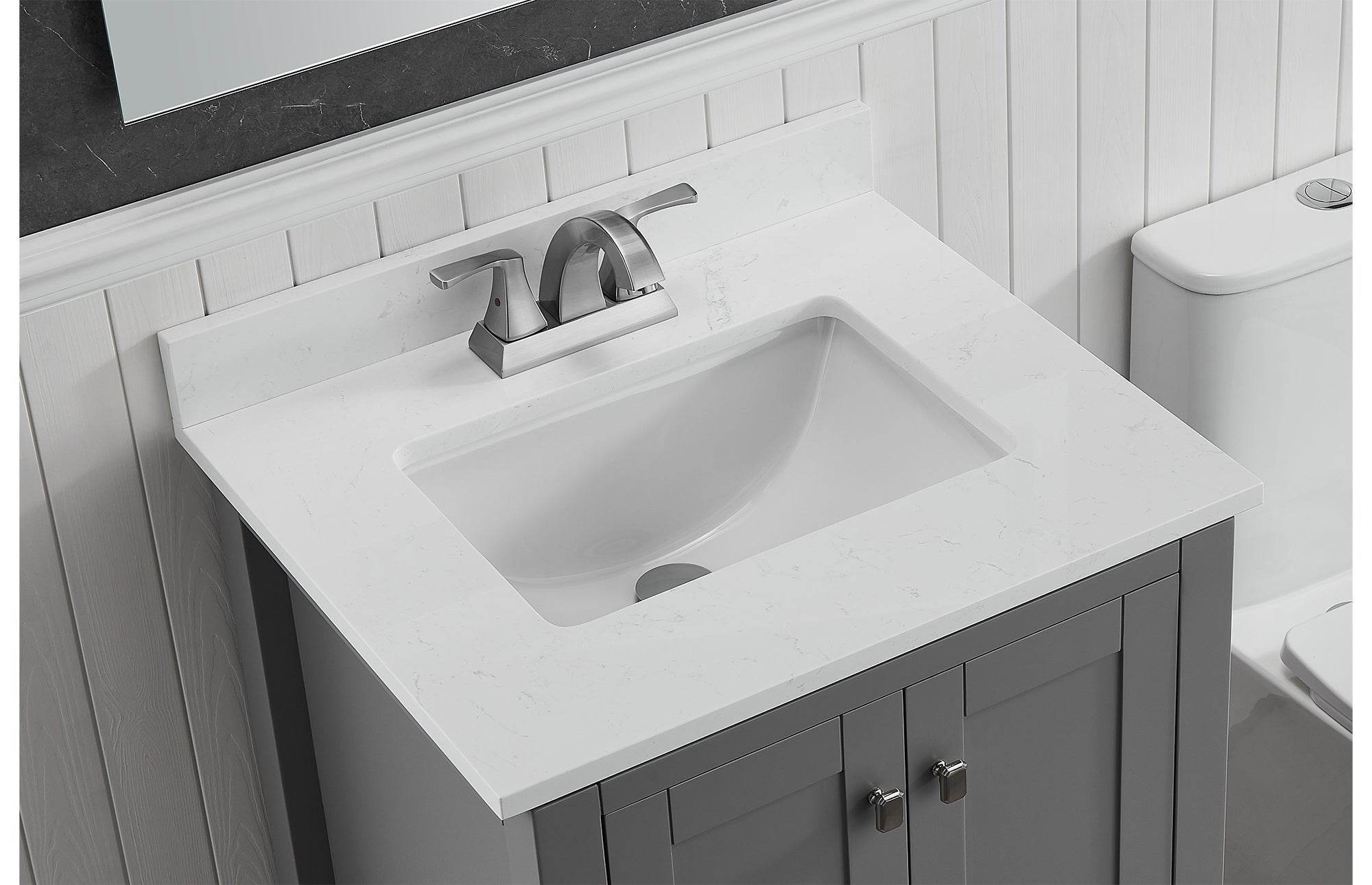 Amalfi 25"W x 22"D Engineered Marble Vanity Top with Rectangular Undermount Bowl