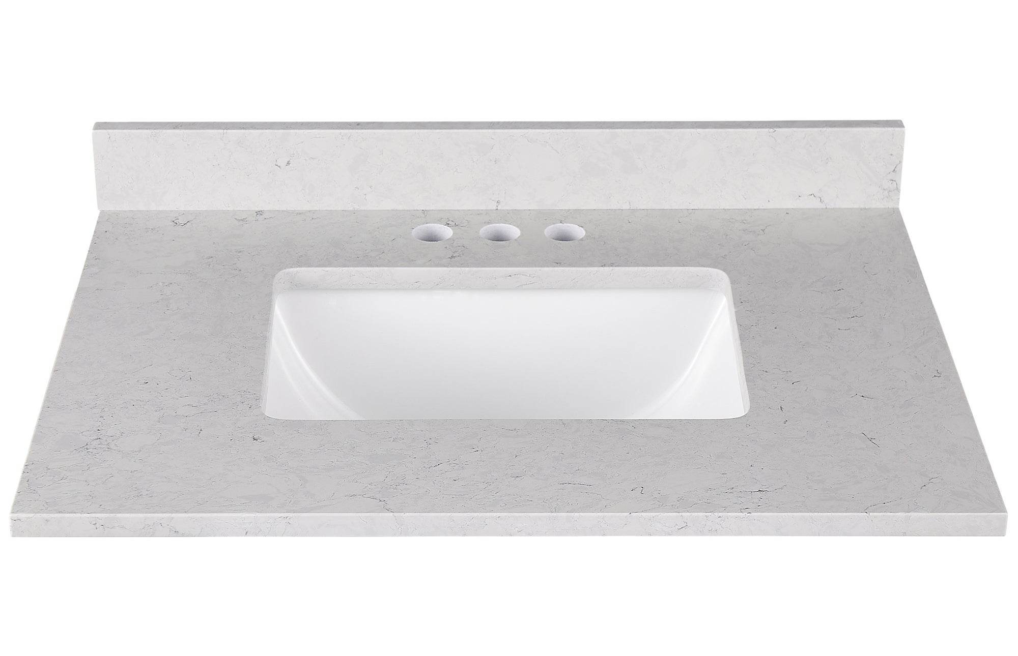 Amalfi 25"W x 22"D Engineered Marble Vanity Top with Rectangular Undermount Bowl