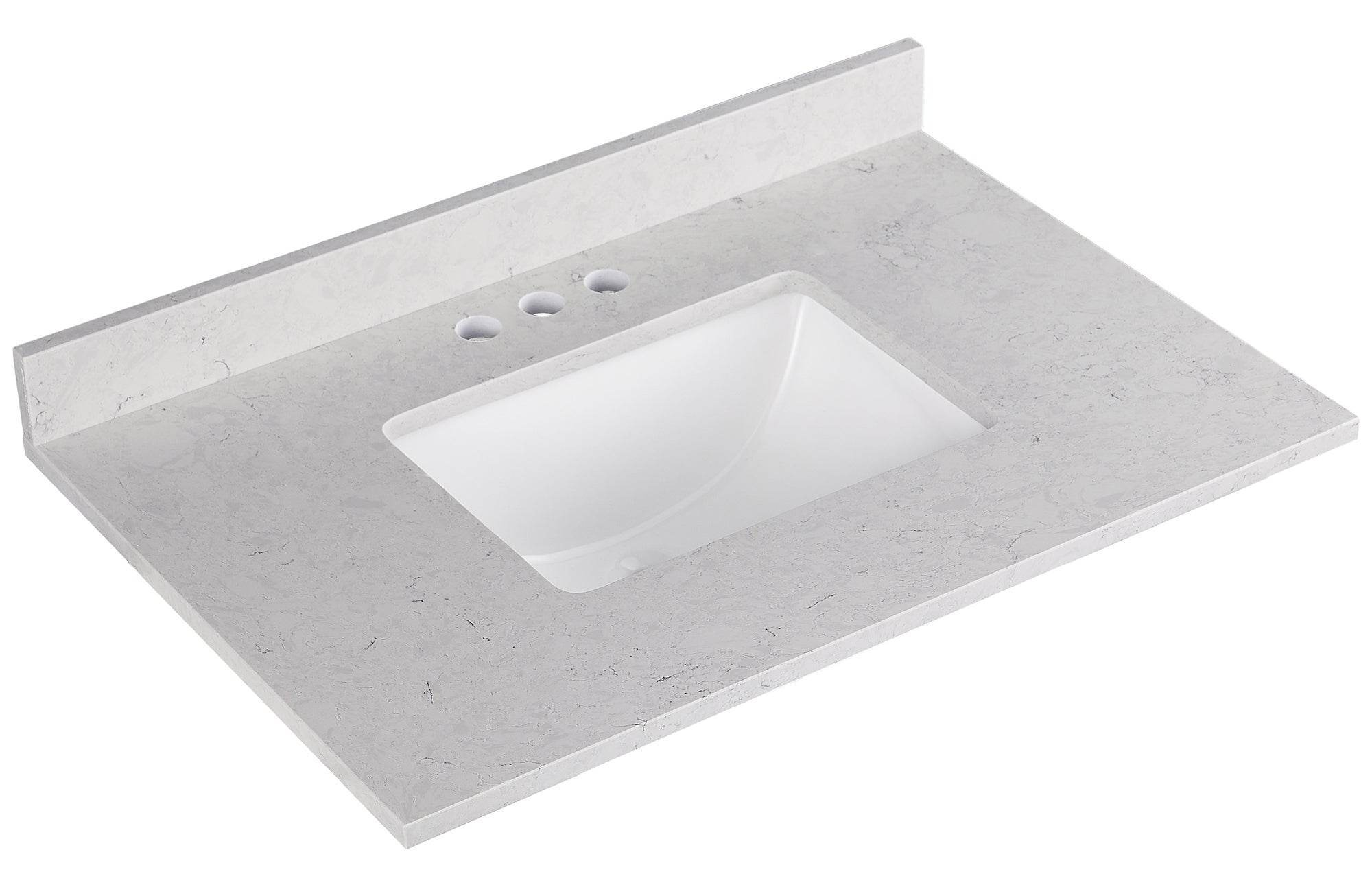 Amalfi 31"W x 22"D Engineered Marble Vanity Top with Rectangular Undermount Bowl