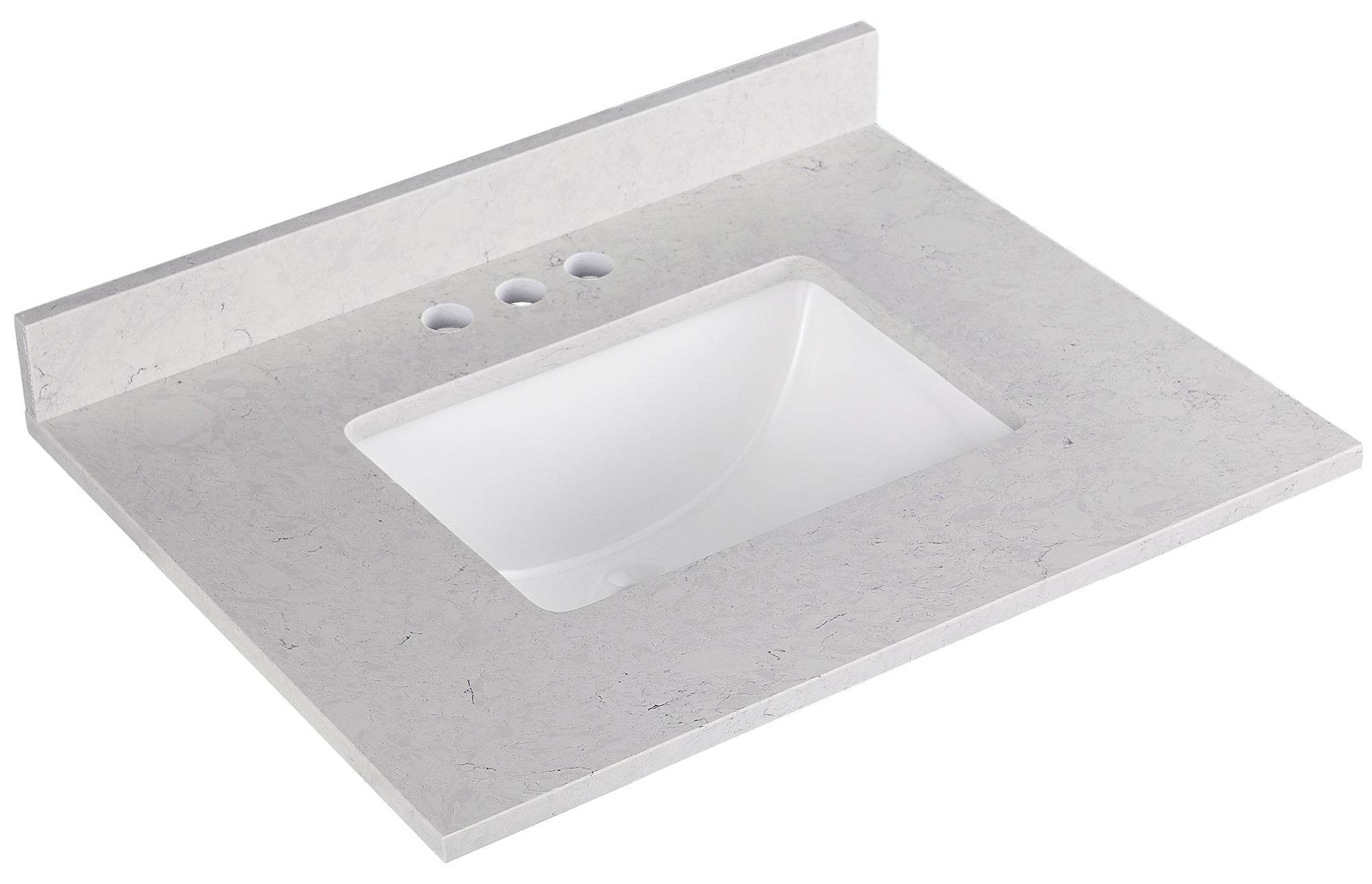 Amalfi 25"W x 22"D Engineered Marble Vanity Top with Rectangular Undermount Bowl