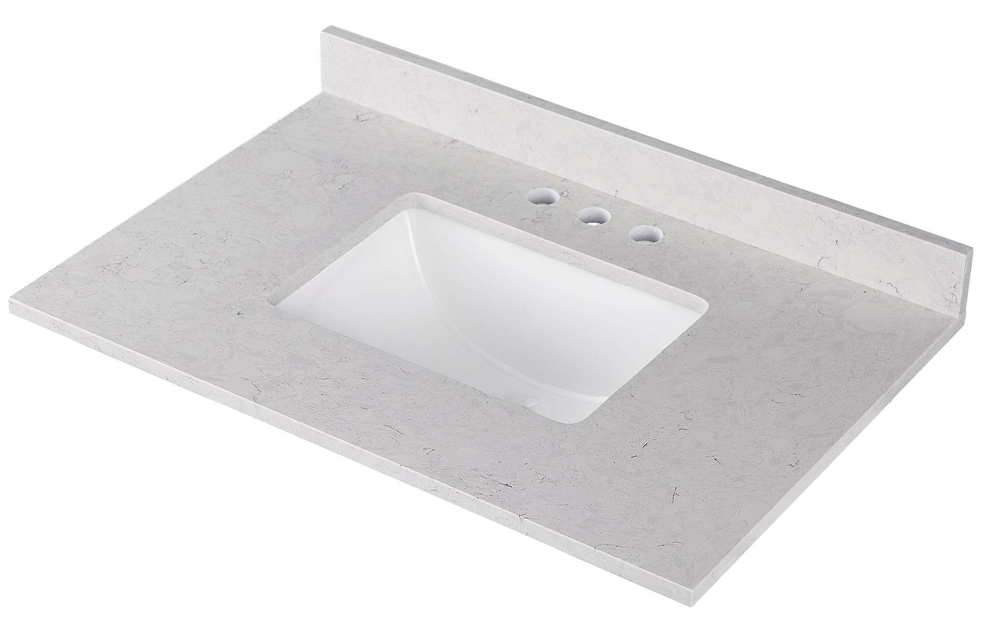 Amalfi 31"W x 22"D Engineered Marble Vanity Top with Rectangular Undermount Bowl