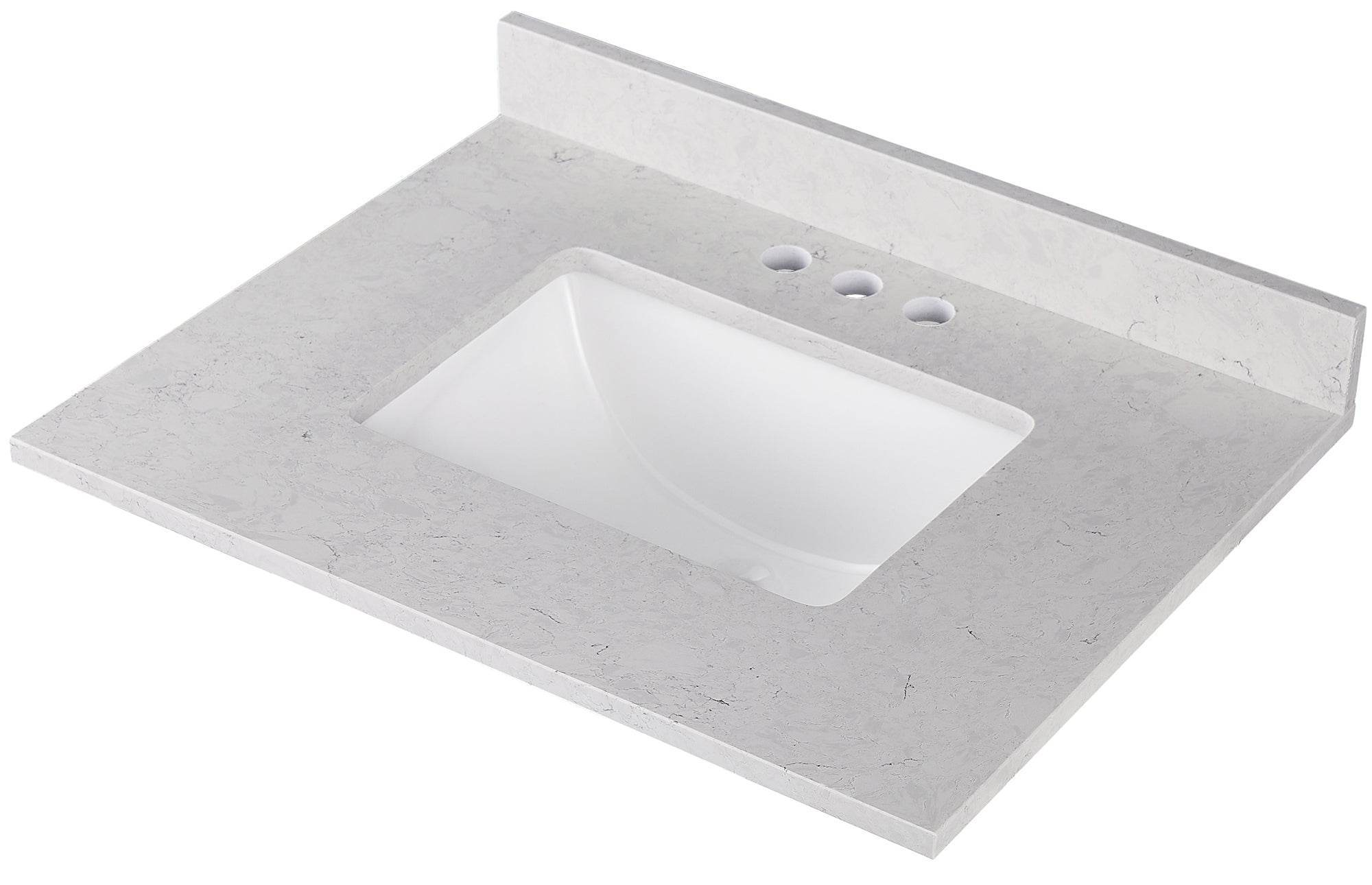 Amalfi 25"W x 22"D Engineered Marble Vanity Top with Rectangular Undermount Bowl