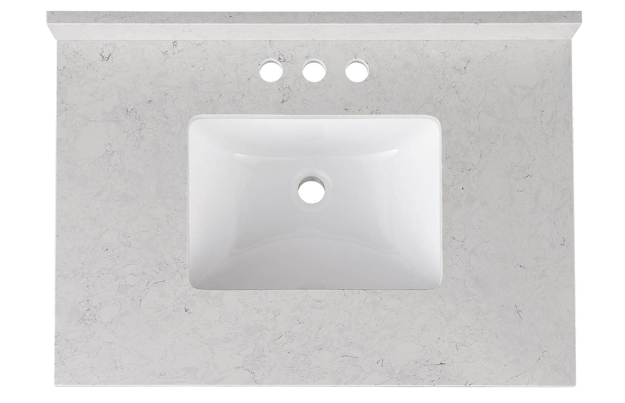 Amalfi 31"W x 22"D Engineered Marble Vanity Top with Rectangular Undermount Bowl