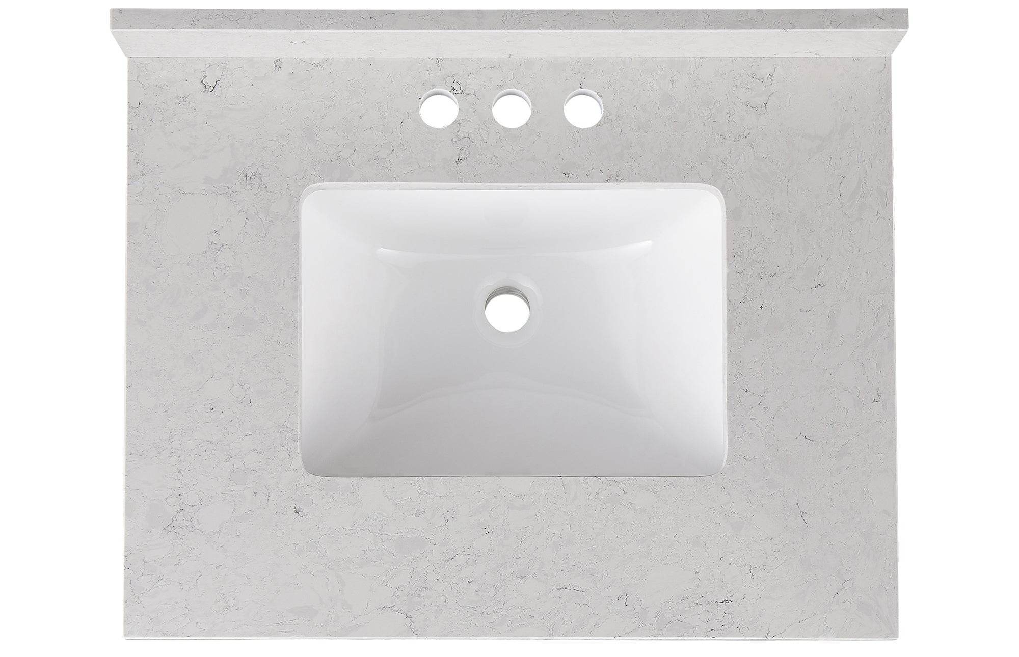 Amalfi 25"W x 22"D Engineered Marble Vanity Top with Rectangular Undermount Bowl
