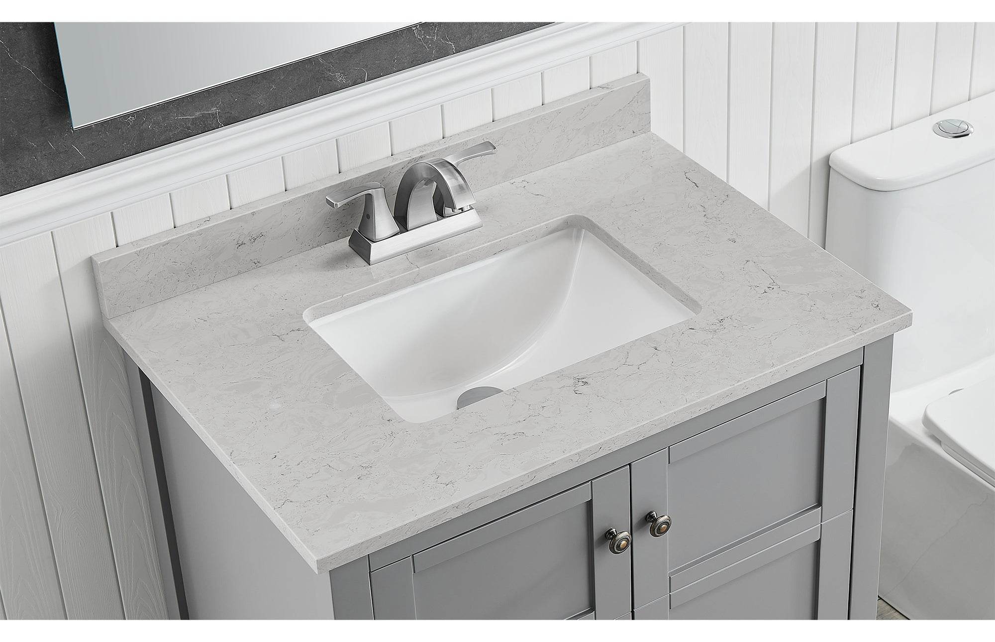 Amalfi 31"W x 22"D Engineered Marble Vanity Top with Rectangular Undermount Bowl