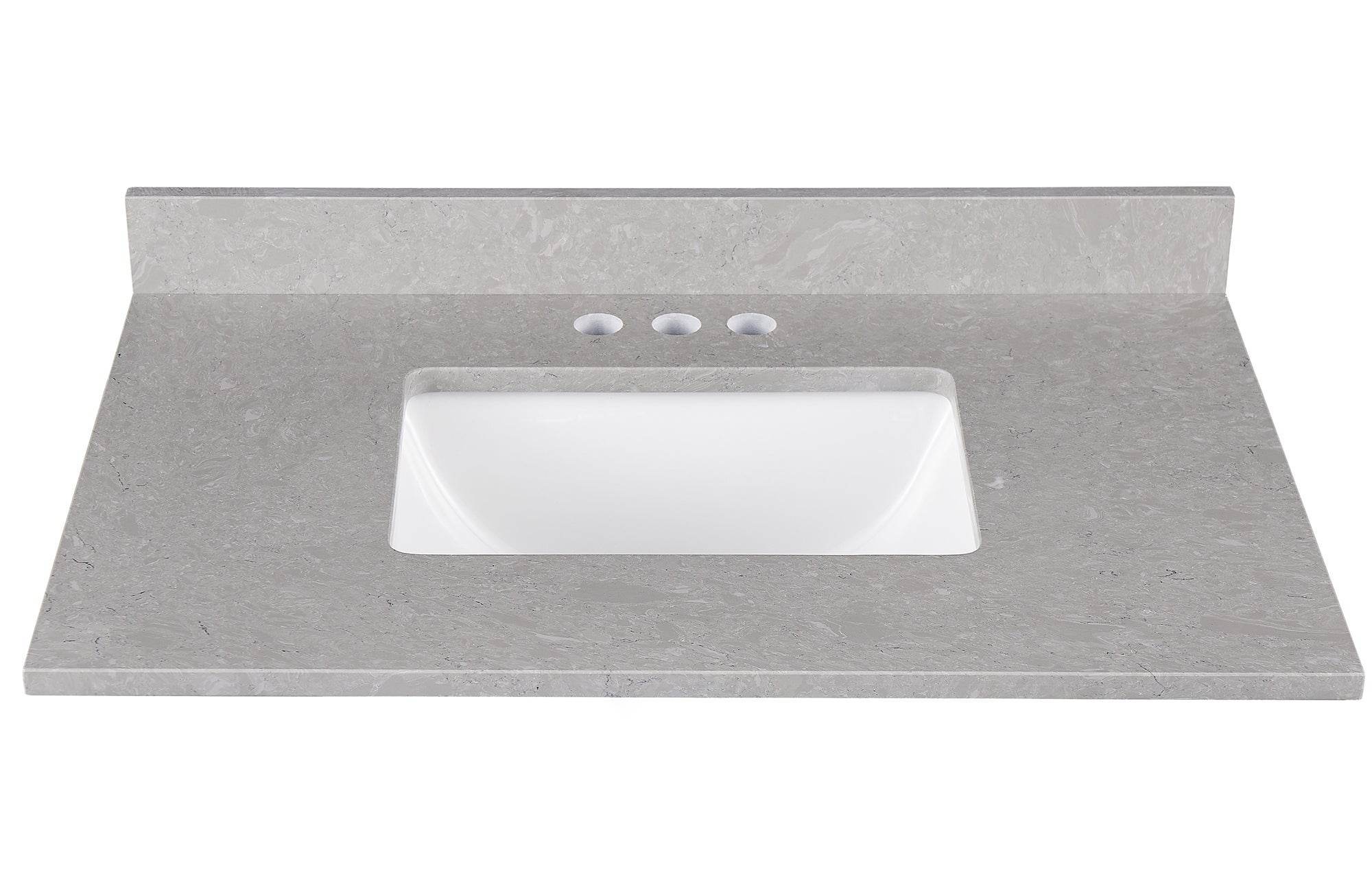 Amalfi 31"W x 22"D Engineered Marble Vanity Top with Rectangular Undermount Bowl
