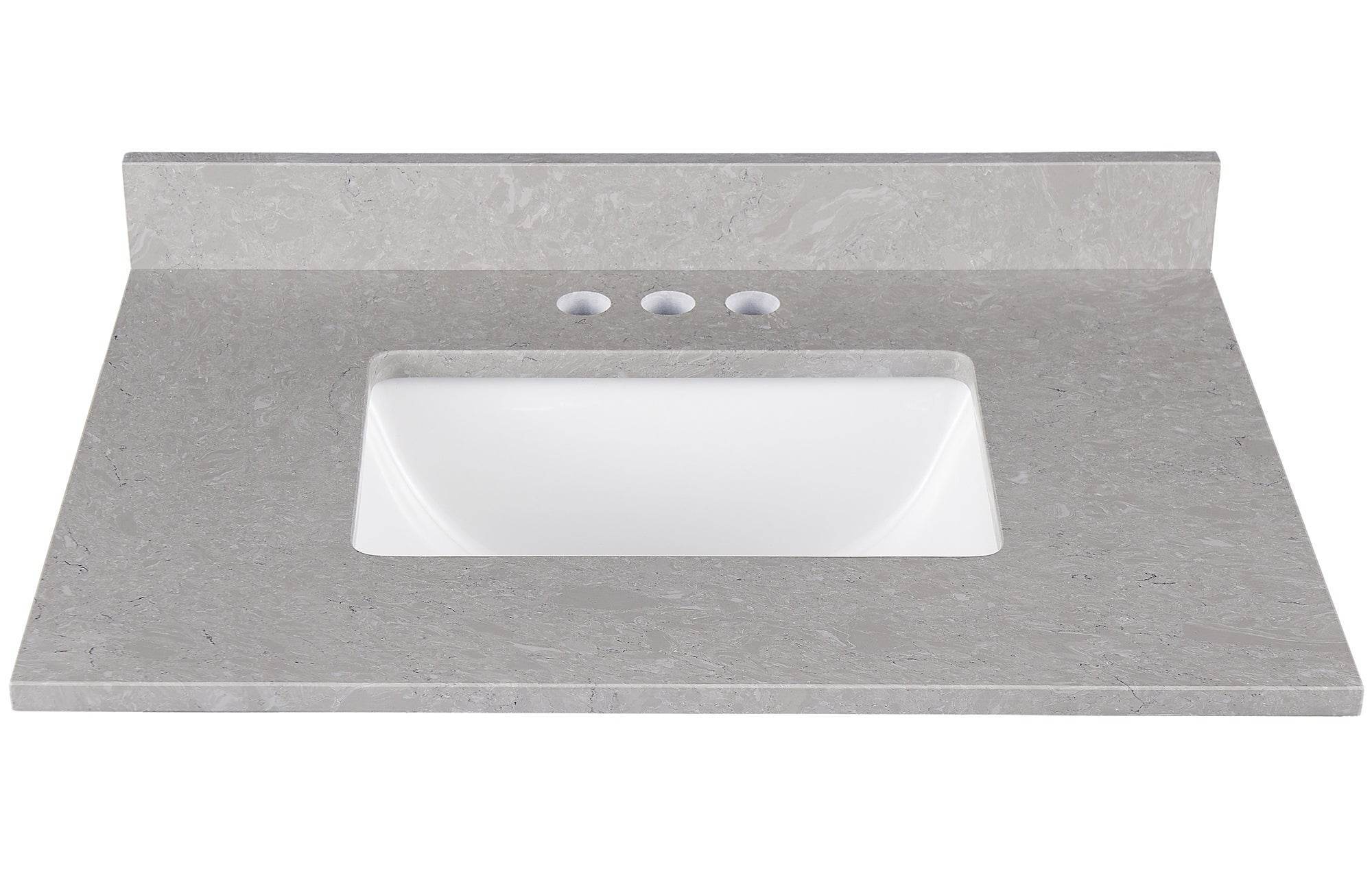 Amalfi 25"W x 22"D Engineered Marble Vanity Top with Rectangular Undermount Bowl
