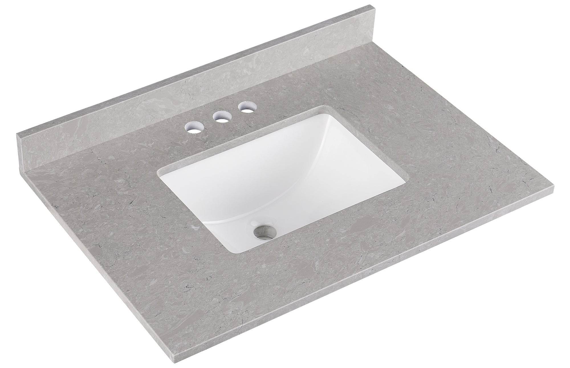 Amalfi 31"W x 22"D Engineered Marble Vanity Top with Rectangular Undermount Bowl