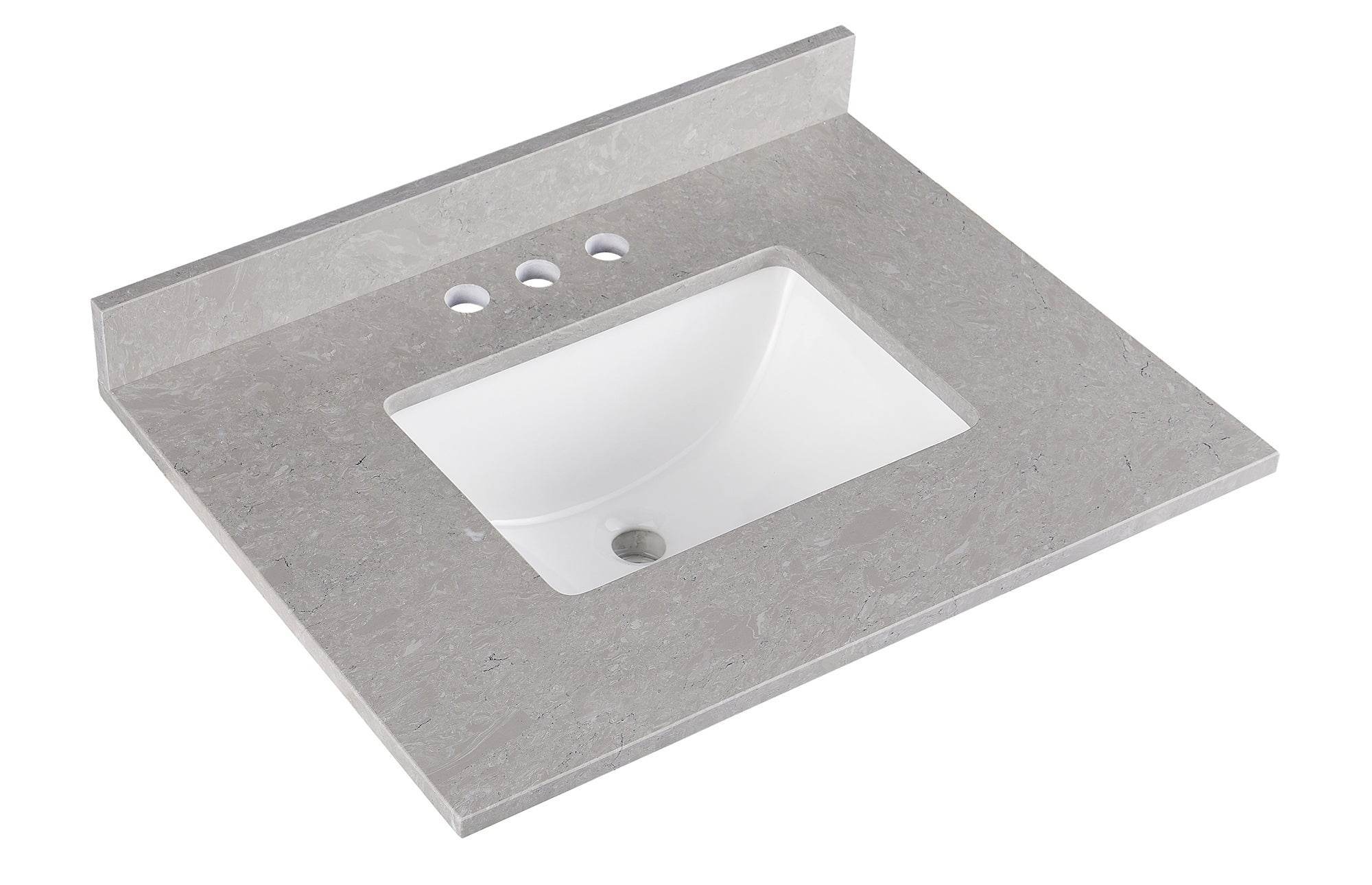 Amalfi 25"W x 22"D Engineered Marble Vanity Top with Rectangular Undermount Bowl