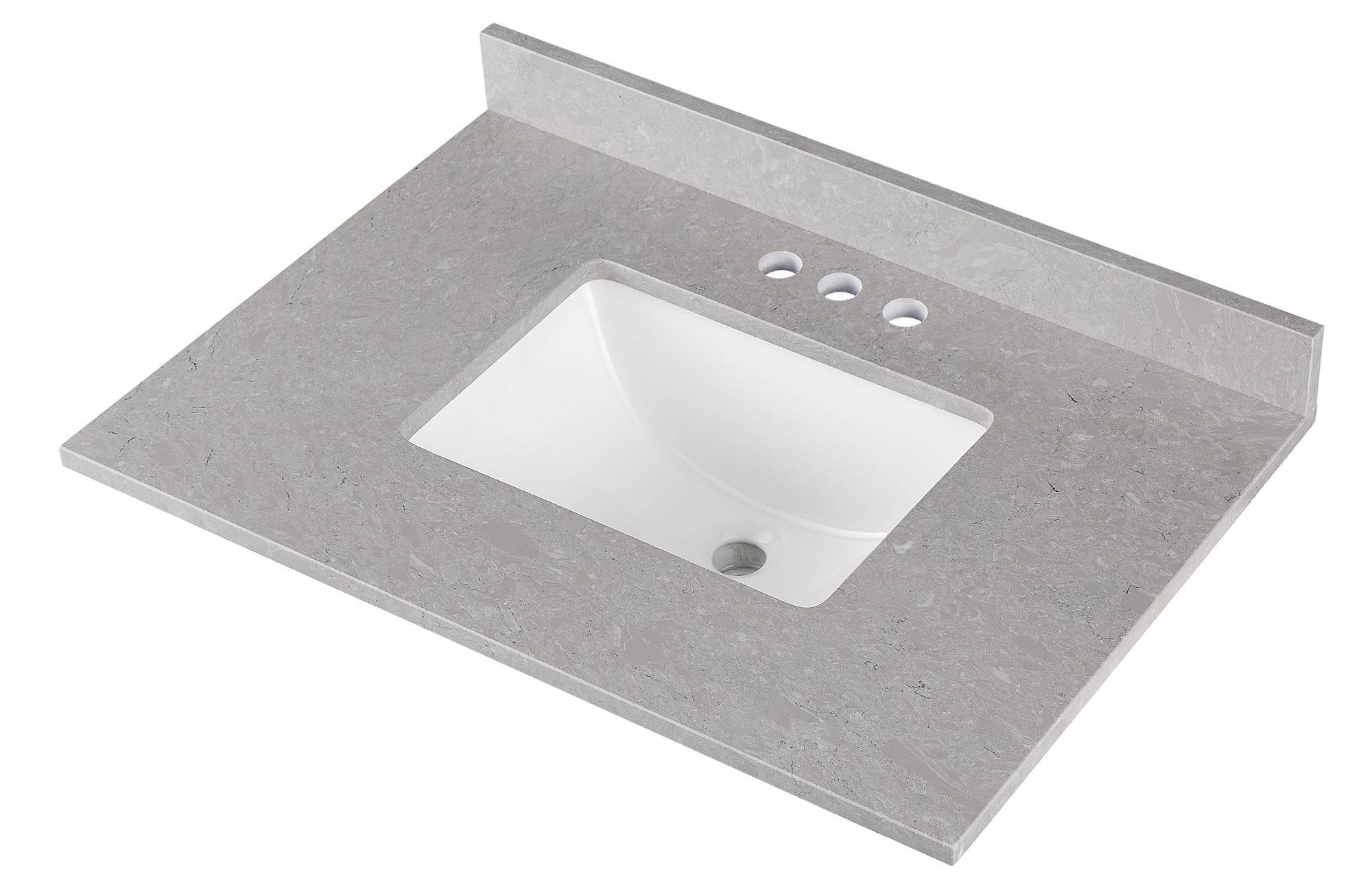 Amalfi 31"W x 22"D Engineered Marble Vanity Top with Rectangular Undermount Bowl