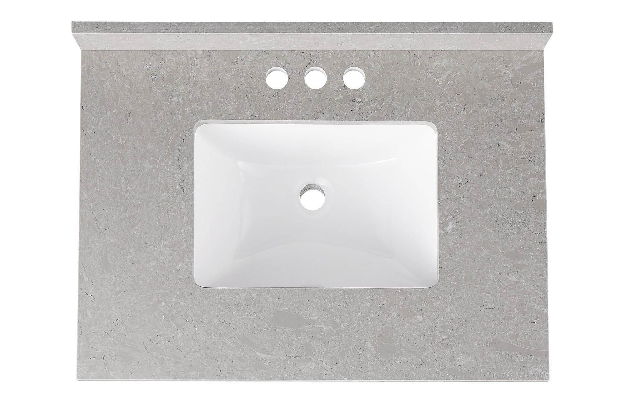 Amalfi 25"W x 22"D Engineered Marble Vanity Top with Rectangular Undermount Bowl