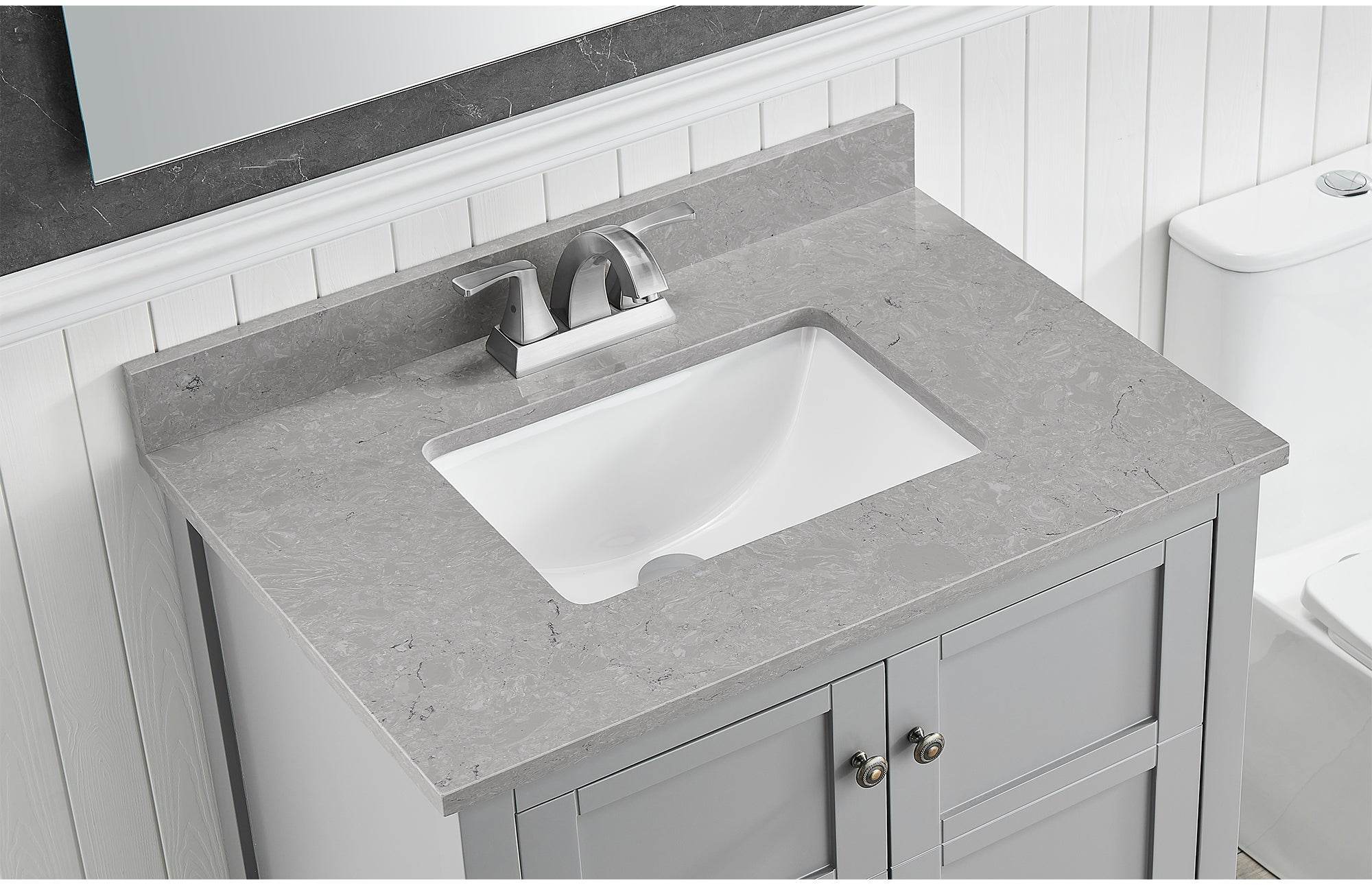 Amalfi 31"W x 22"D Engineered Marble Vanity Top with Rectangular Undermount Bowl