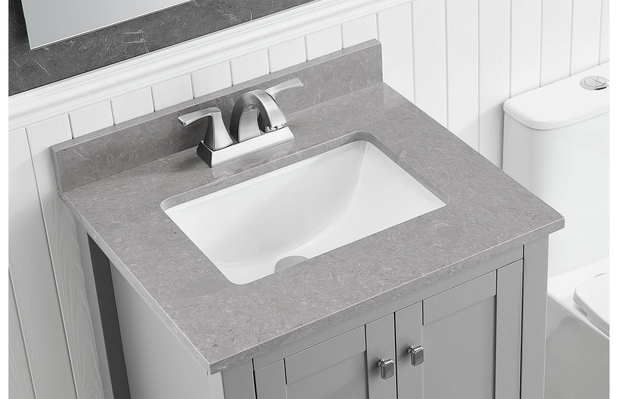 Amalfi 25"W x 22"D Engineered Marble Vanity Top with Rectangular Undermount Bowl
