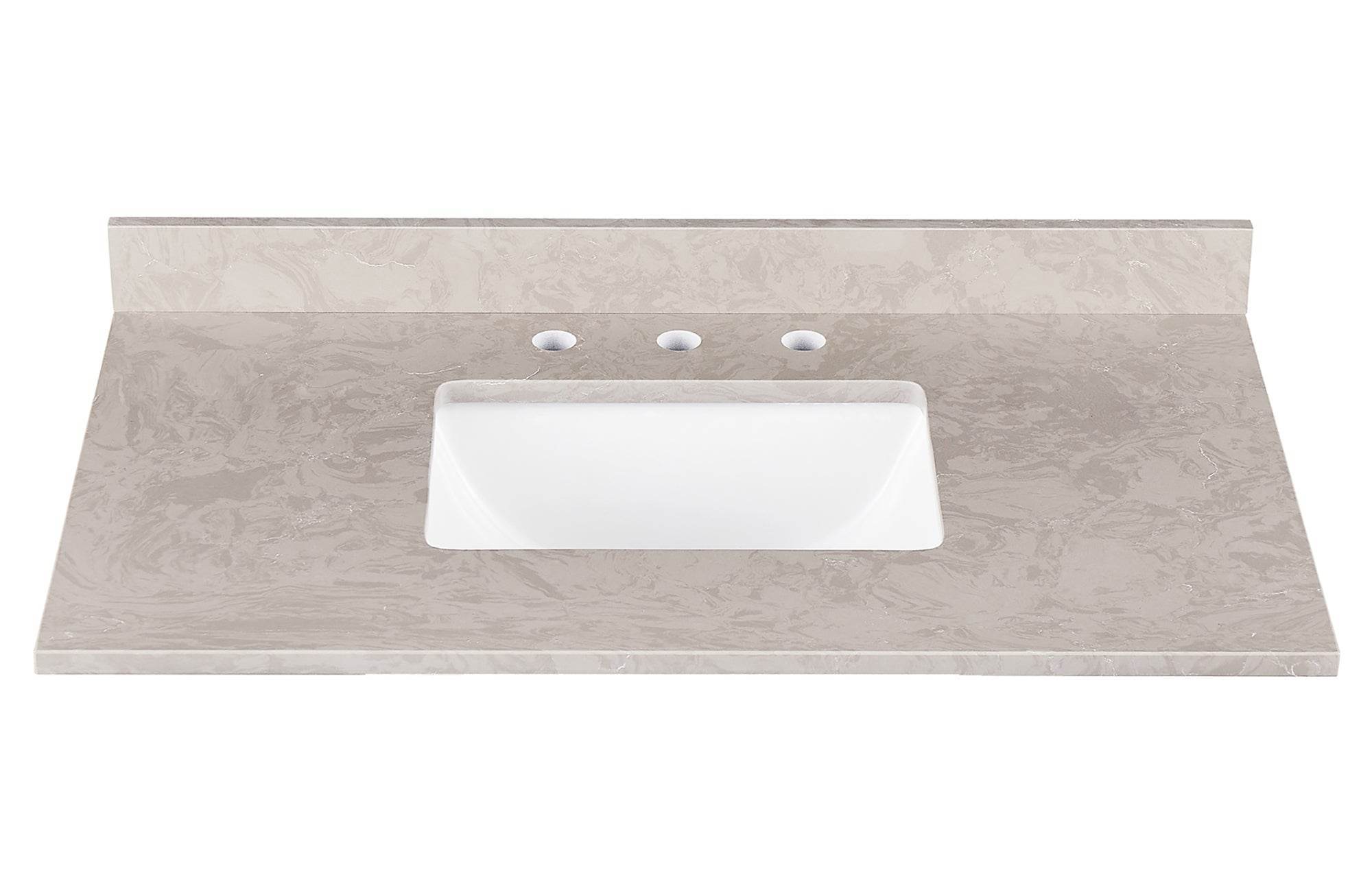 Amalfi 37"W x 22"D Engineered Marble Vanity Top with Rectangular Undermount Bowl
