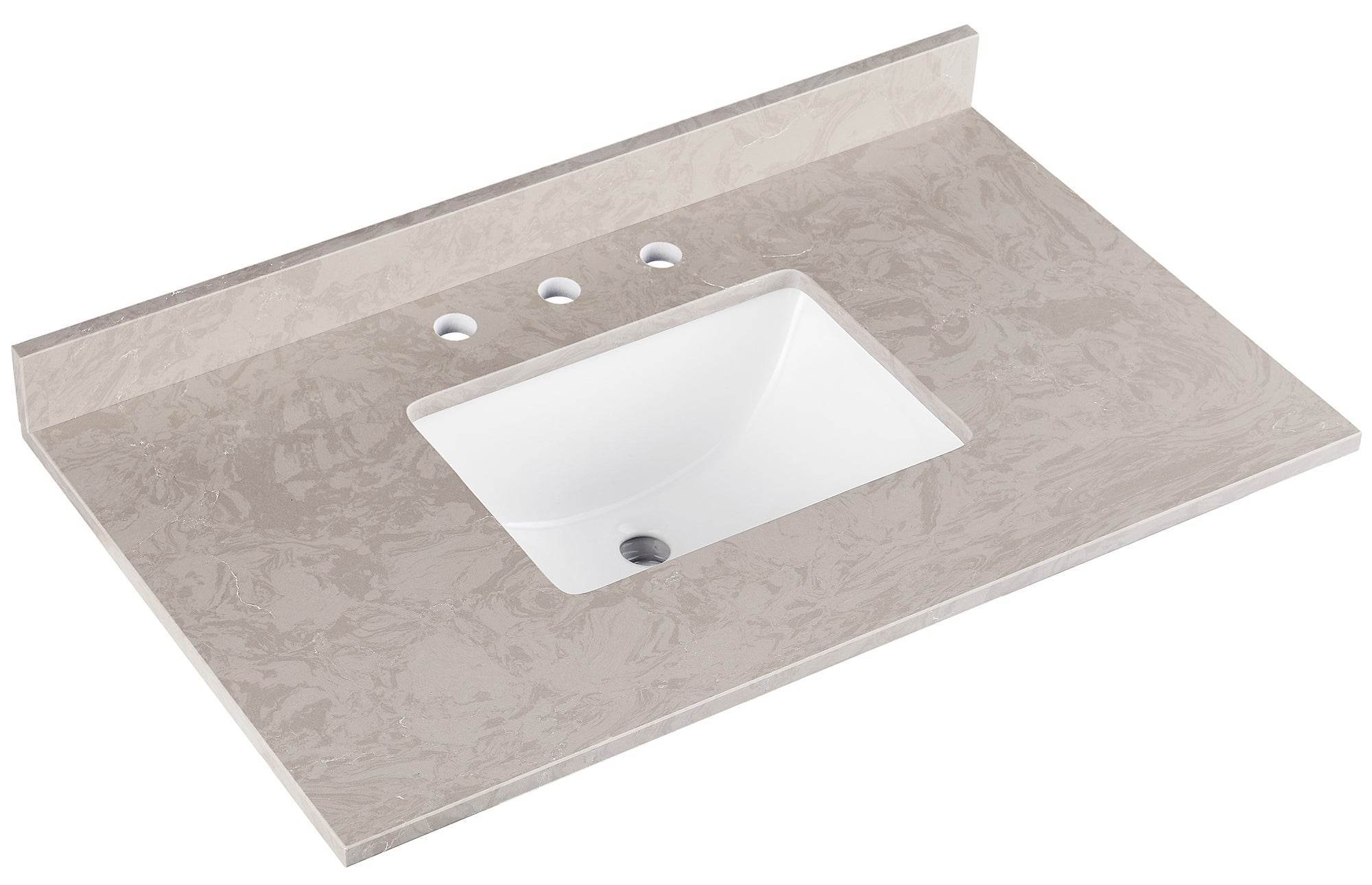 Amalfi 37"W x 22"D Engineered Marble Vanity Top with Rectangular Undermount Bowl
