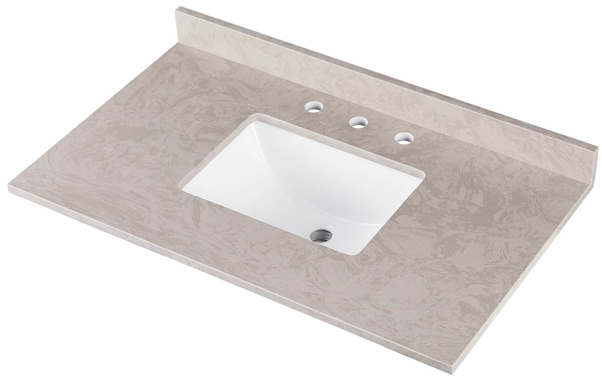 Amalfi 37"W x 22"D Engineered Marble Vanity Top with Rectangular Undermount Bowl