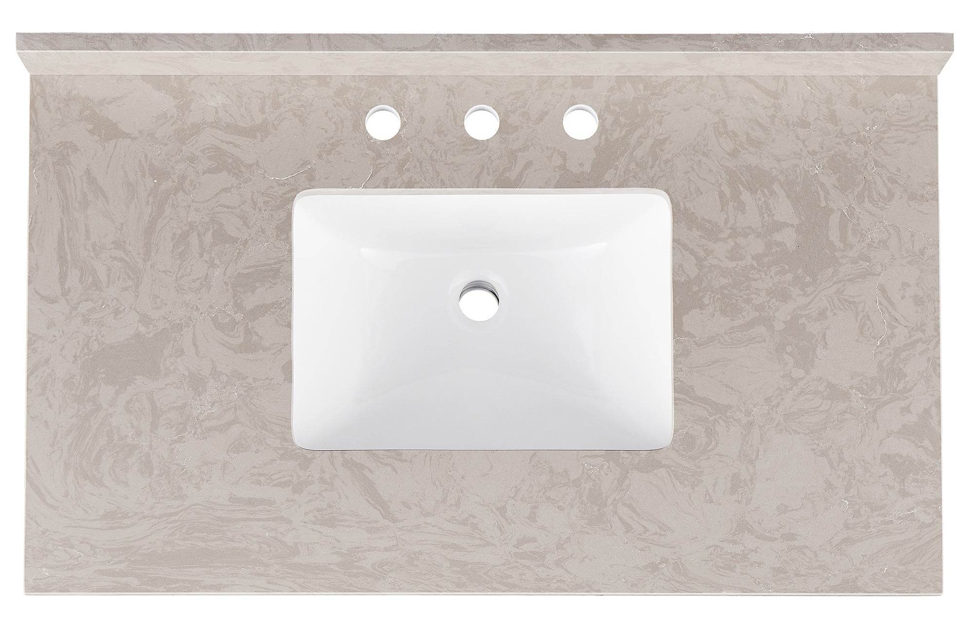 Amalfi 37"W x 22"D Engineered Marble Vanity Top with Rectangular Undermount Bowl
