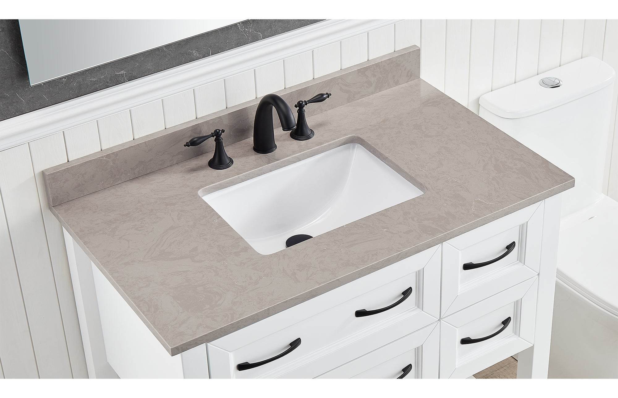 Amalfi 37"W x 22"D Engineered Marble Vanity Top with Rectangular Undermount Bowl
