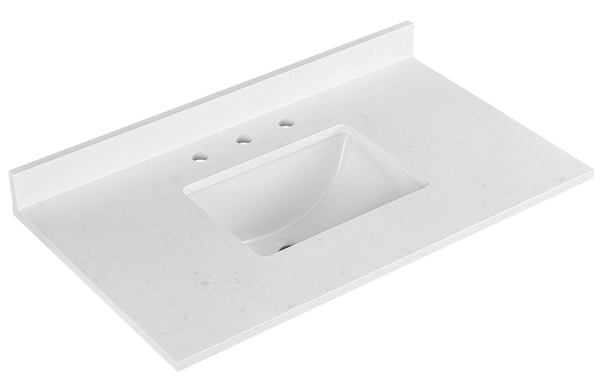 Amalfi 37"W x 22"D Engineered Marble Vanity Top with Rectangular Undermount Bowl