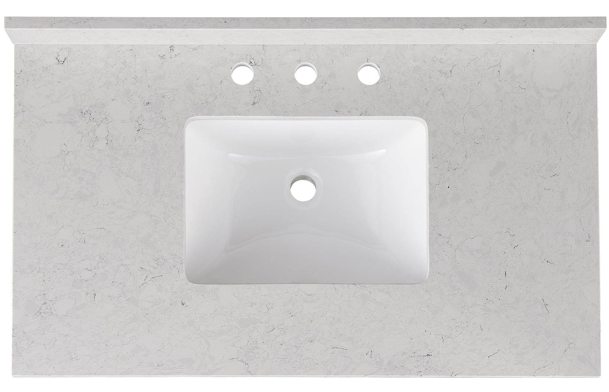 Amalfi 37"W x 22"D Engineered Marble Vanity Top with Rectangular Undermount Bowl