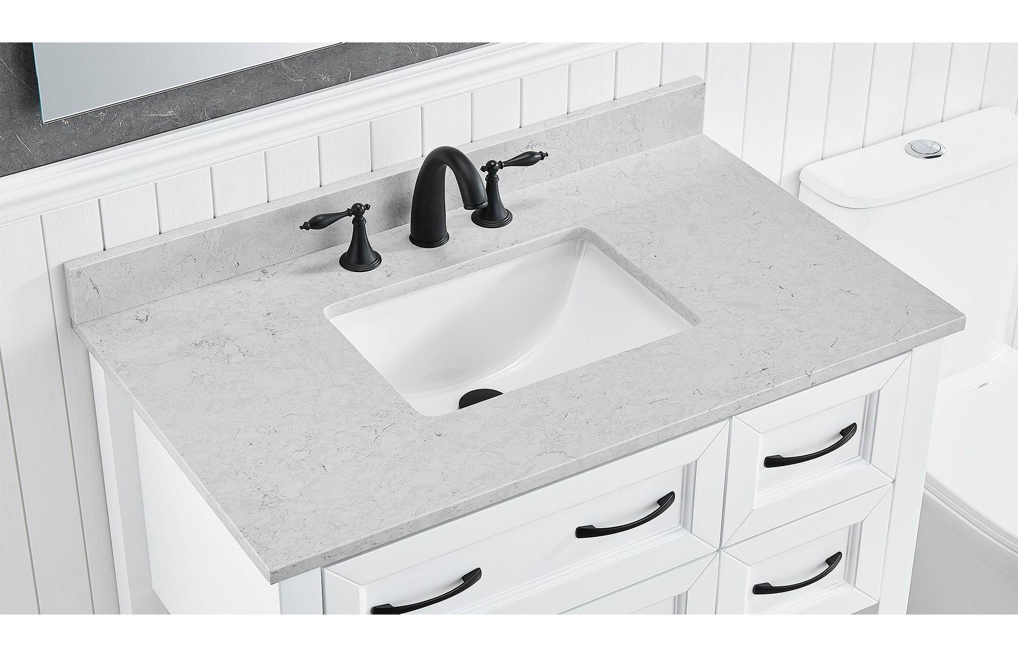 Amalfi 37"W x 22"D Engineered Marble Vanity Top with Rectangular Undermount Bowl