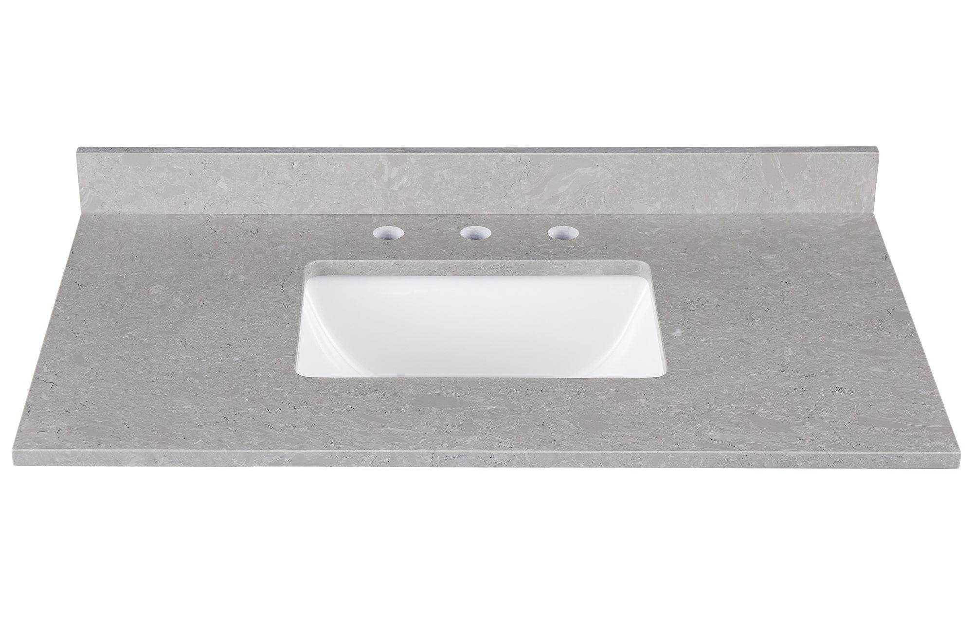 Amalfi 37"W x 22"D Engineered Marble Vanity Top with Rectangular Undermount Bowl