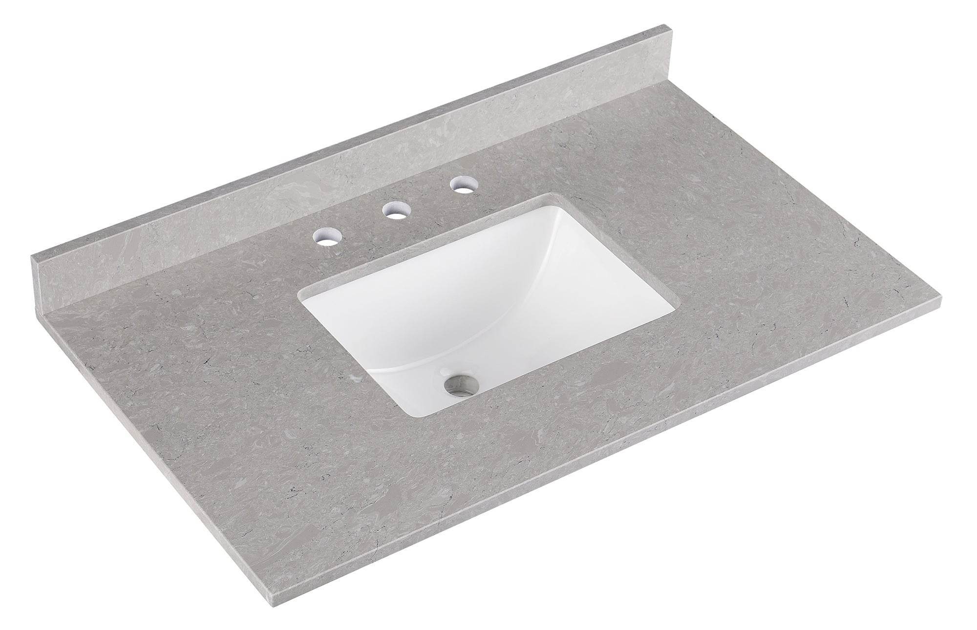 Amalfi 37"W x 22"D Engineered Marble Vanity Top with Rectangular Undermount Bowl