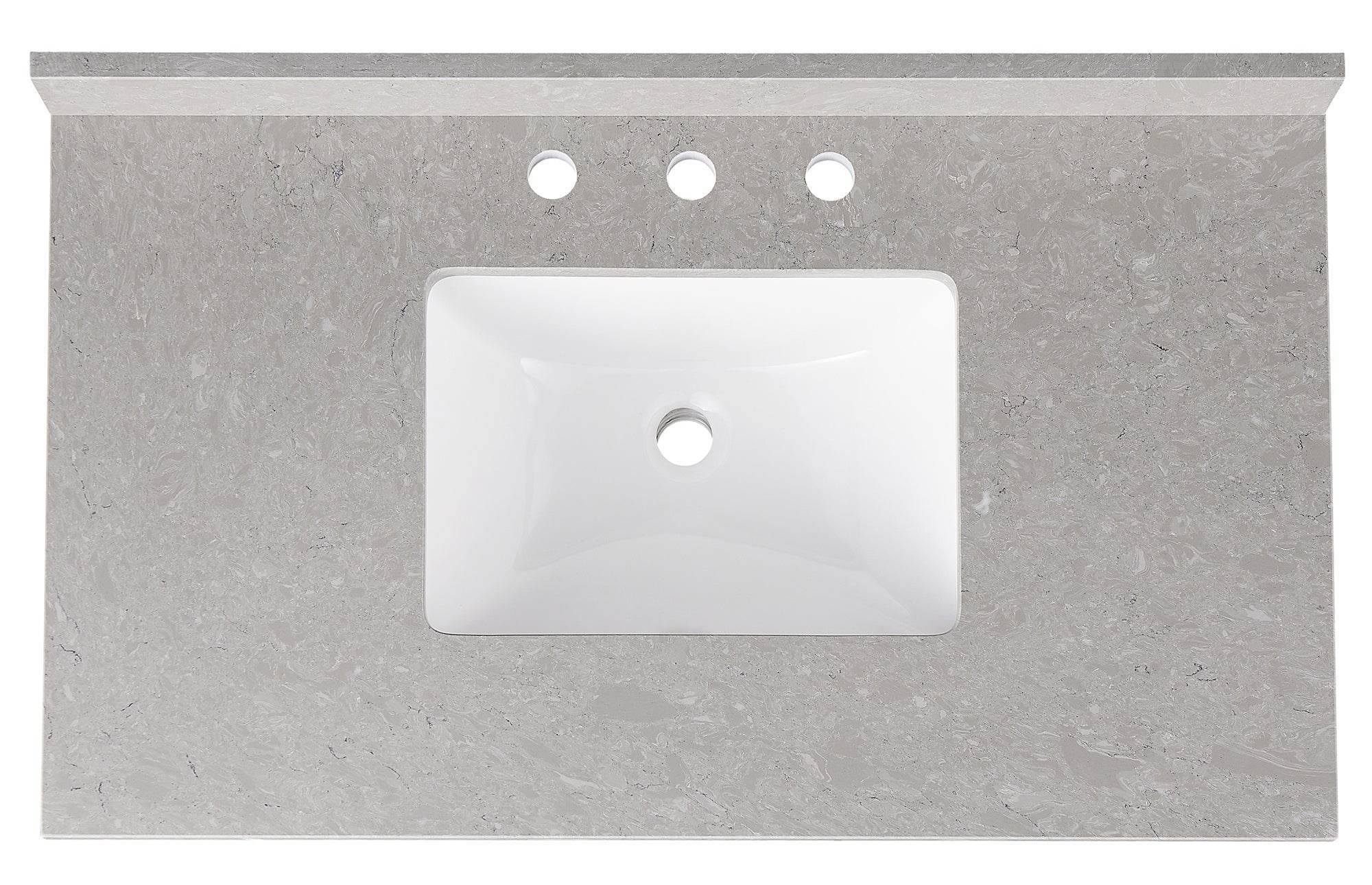 Amalfi 37"W x 22"D Engineered Marble Vanity Top with Rectangular Undermount Bowl