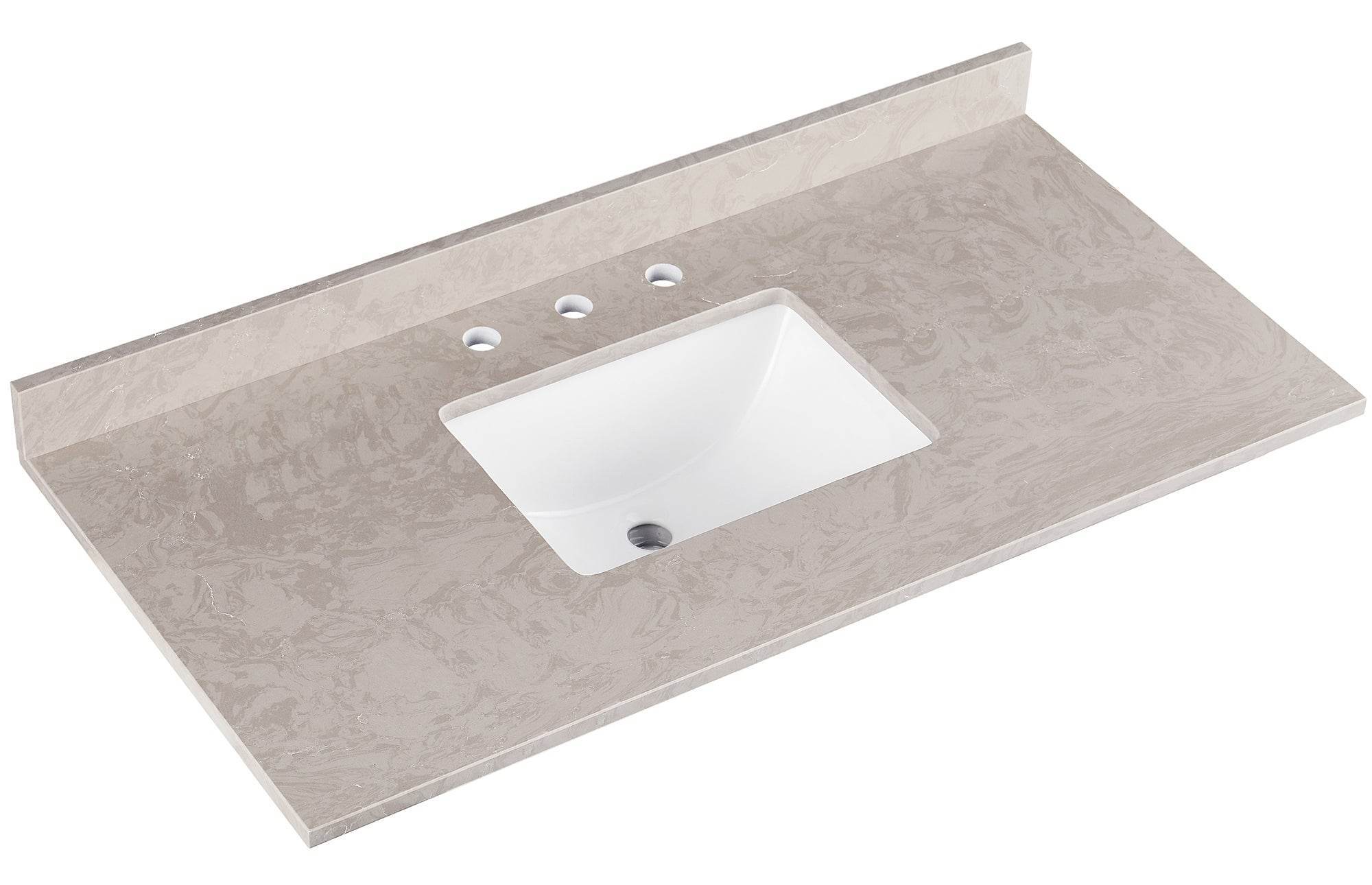 Amalfi 49"W x 22"D Engineered Marble Vanity Top with Rectangular Undermount Bowl