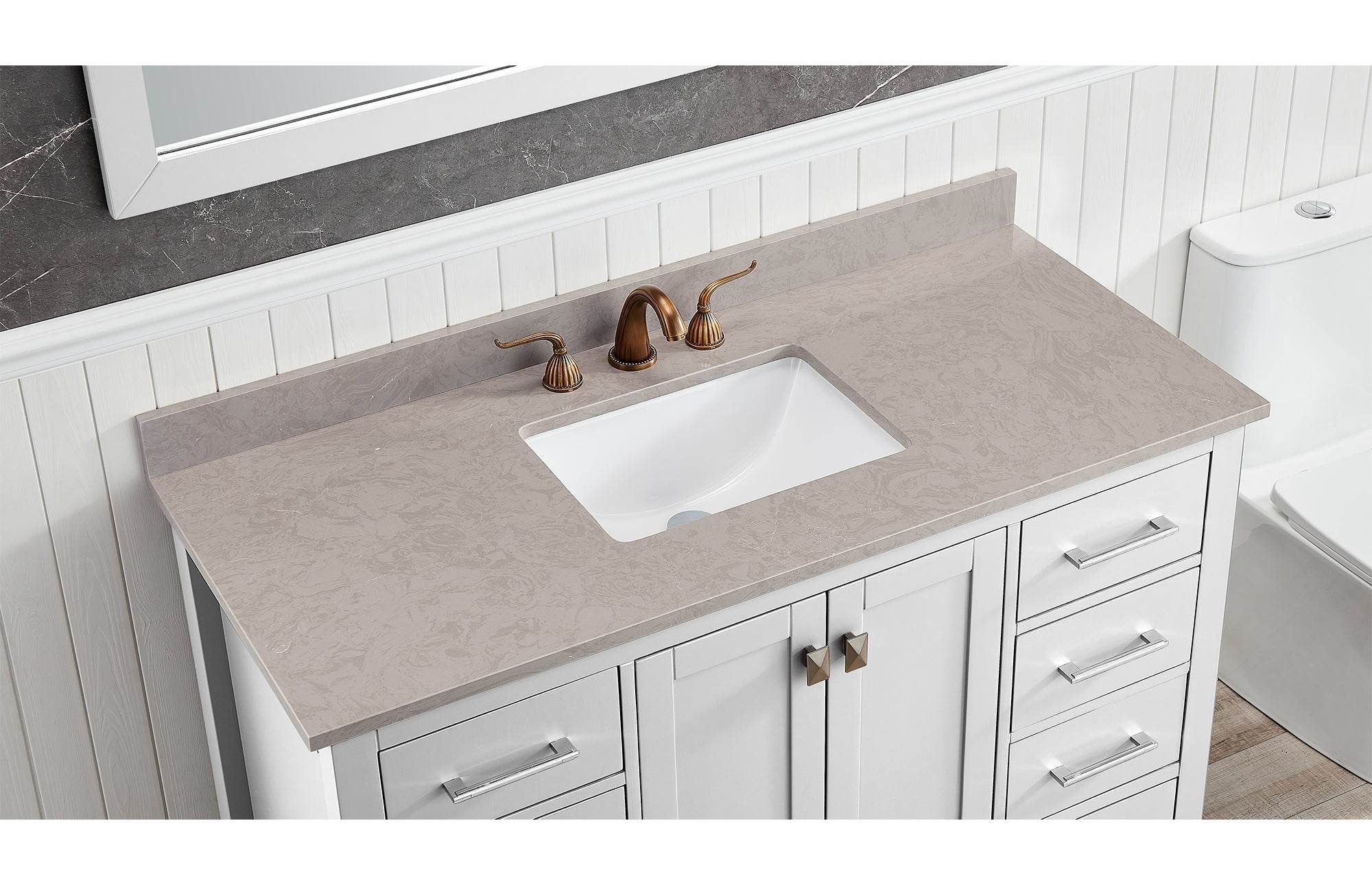 Amalfi 49"W x 22"D Engineered Marble Vanity Top with Rectangular Undermount Bowl