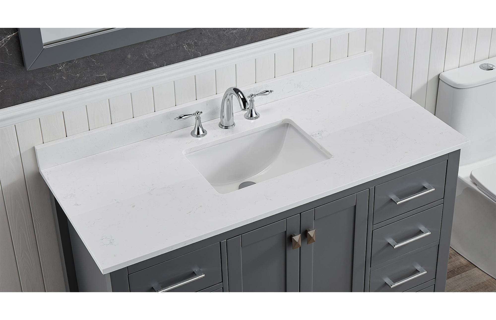 Amalfi 49"W x 22"D Engineered Marble Vanity Top with Rectangular Undermount Bowl