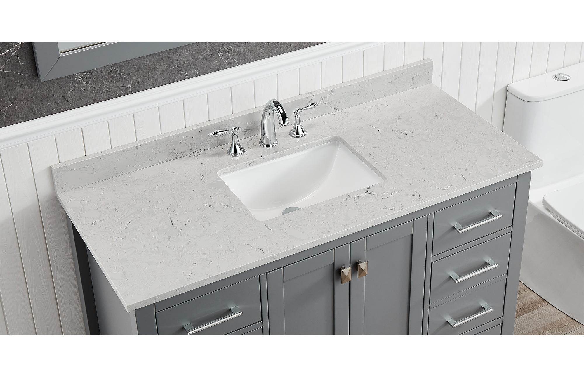 Amalfi 49"W x 22"D Engineered Marble Vanity Top with Rectangular Undermount Bowl