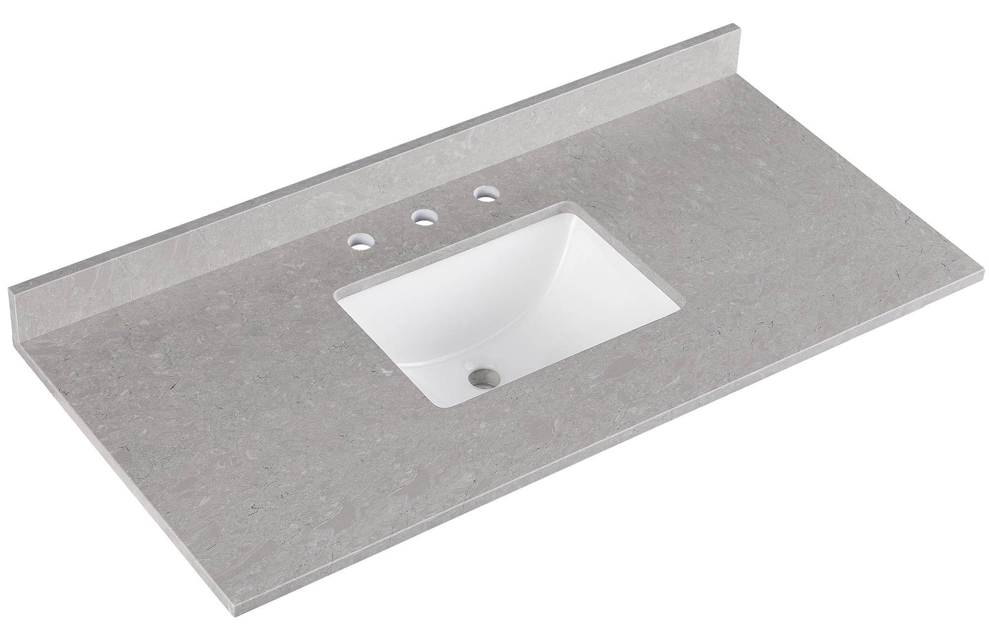 Amalfi 49"W x 22"D Engineered Marble Vanity Top with Rectangular Undermount Bowl