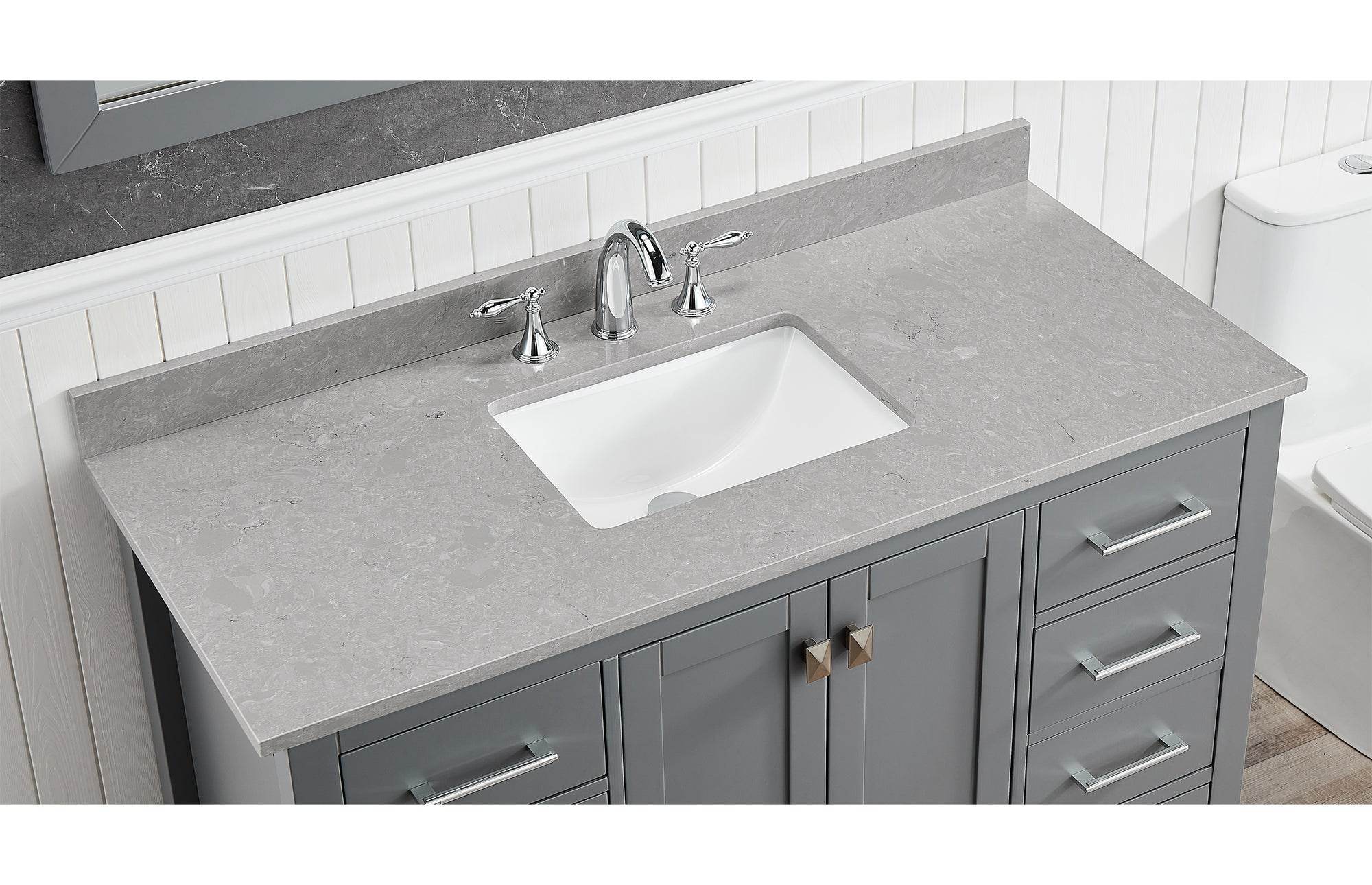 Amalfi 49"W x 22"D Engineered Marble Vanity Top with Rectangular Undermount Bowl