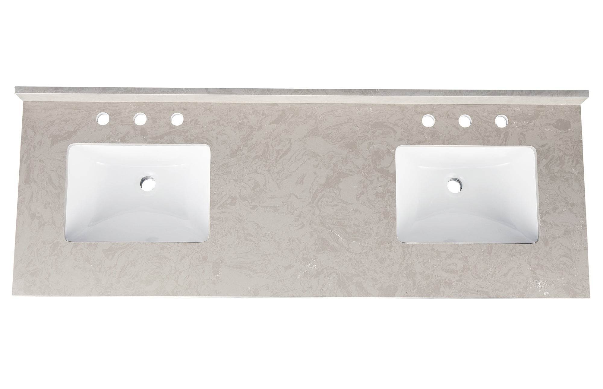 Amalfi 61"W x 22"D Engineered Marble Vanity Top with Rectangular 2x Undermount Bowls