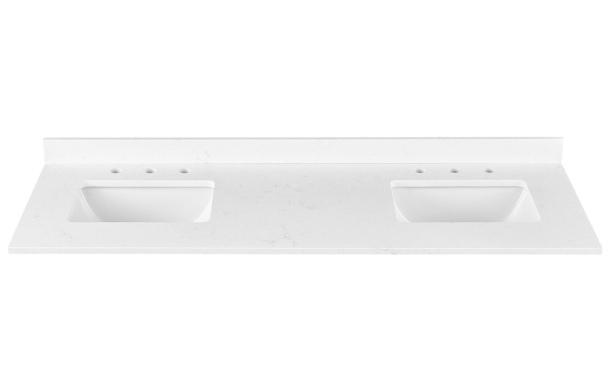 Amalfi 61"W x 22"D Engineered Marble Vanity Top with Rectangular 2x Undermount Bowls
