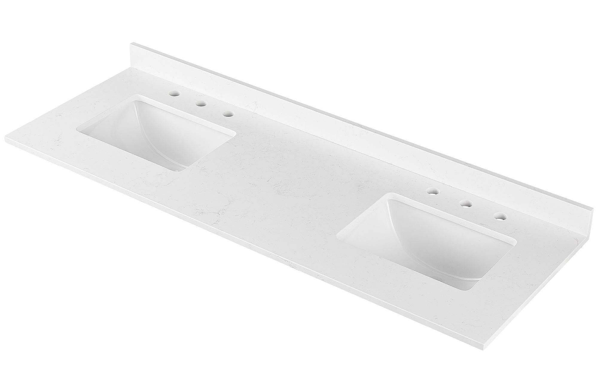Amalfi 61"W x 22"D Engineered Marble Vanity Top with Rectangular 2x Undermount Bowls