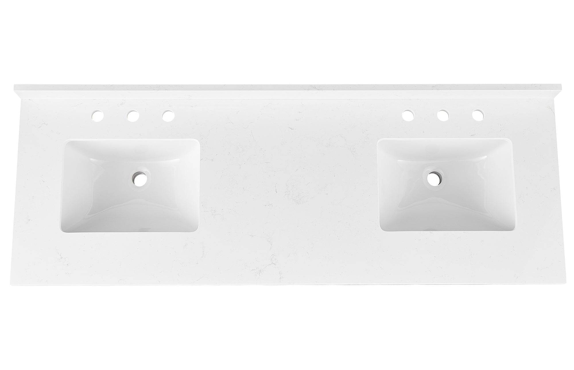 Amalfi 61"W x 22"D Engineered Marble Vanity Top with Rectangular 2x Undermount Bowls
