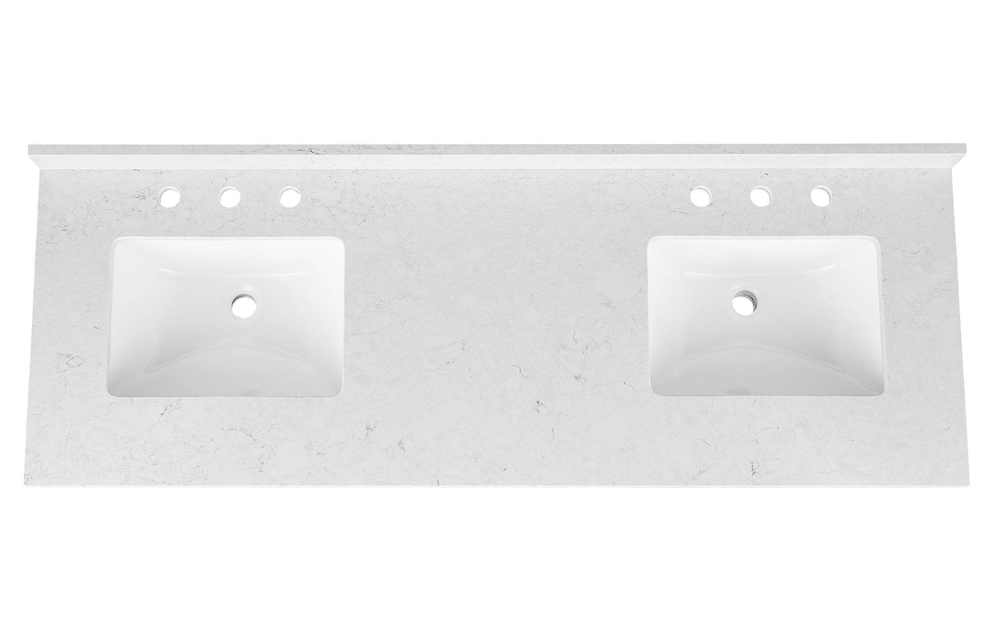 Amalfi 61"W x 22"D Engineered Marble Vanity Top with Rectangular 2x Undermount Bowls