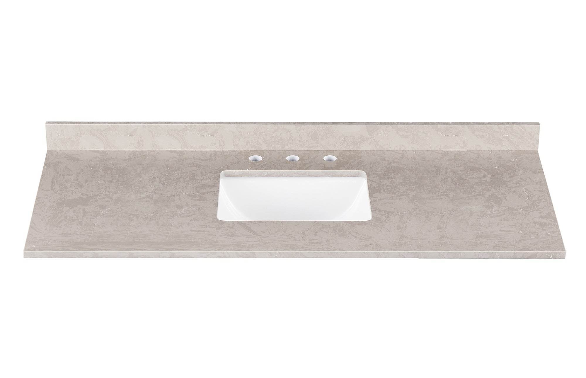 Amalfi 61"W x 22"D Engineered Marble Vanity Top with Rectangular Undermount Bowl