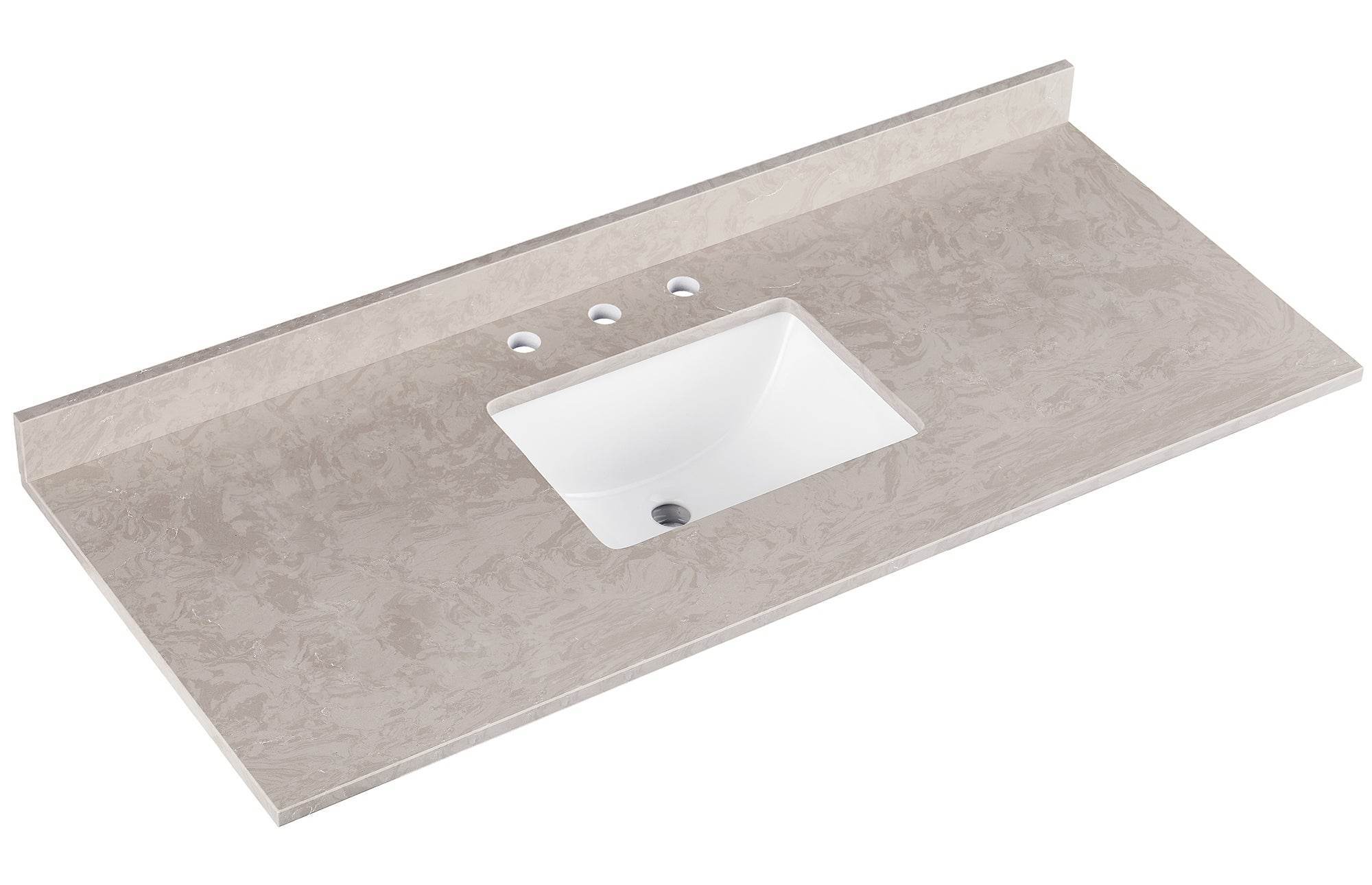 Amalfi 61"W x 22"D Engineered Marble Vanity Top with Rectangular Undermount Bowl