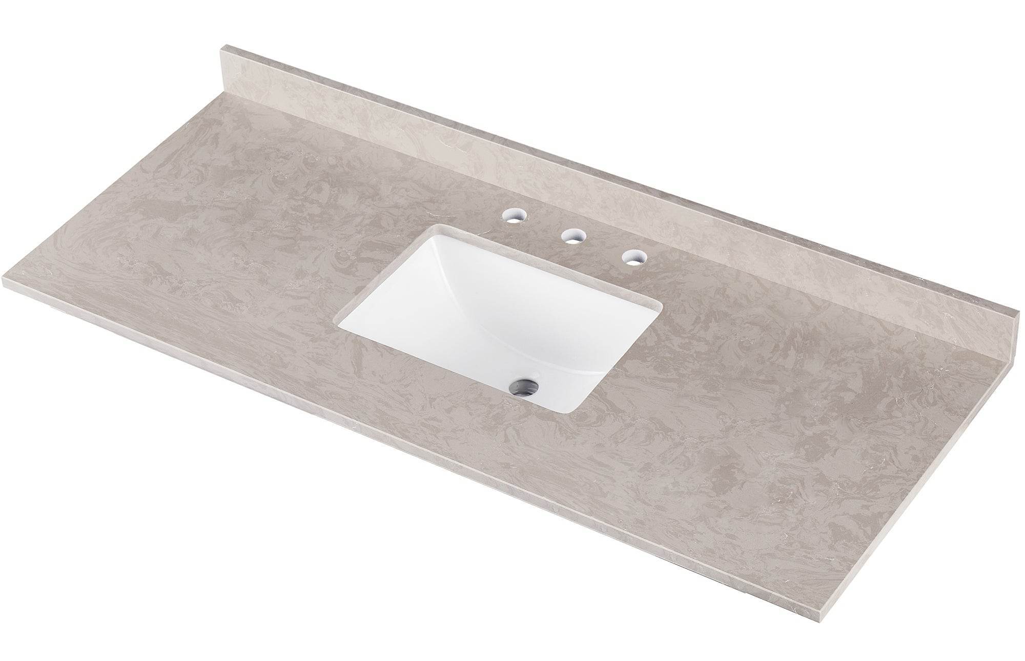 Amalfi 61"W x 22"D Engineered Marble Vanity Top with Rectangular Undermount Bowl
